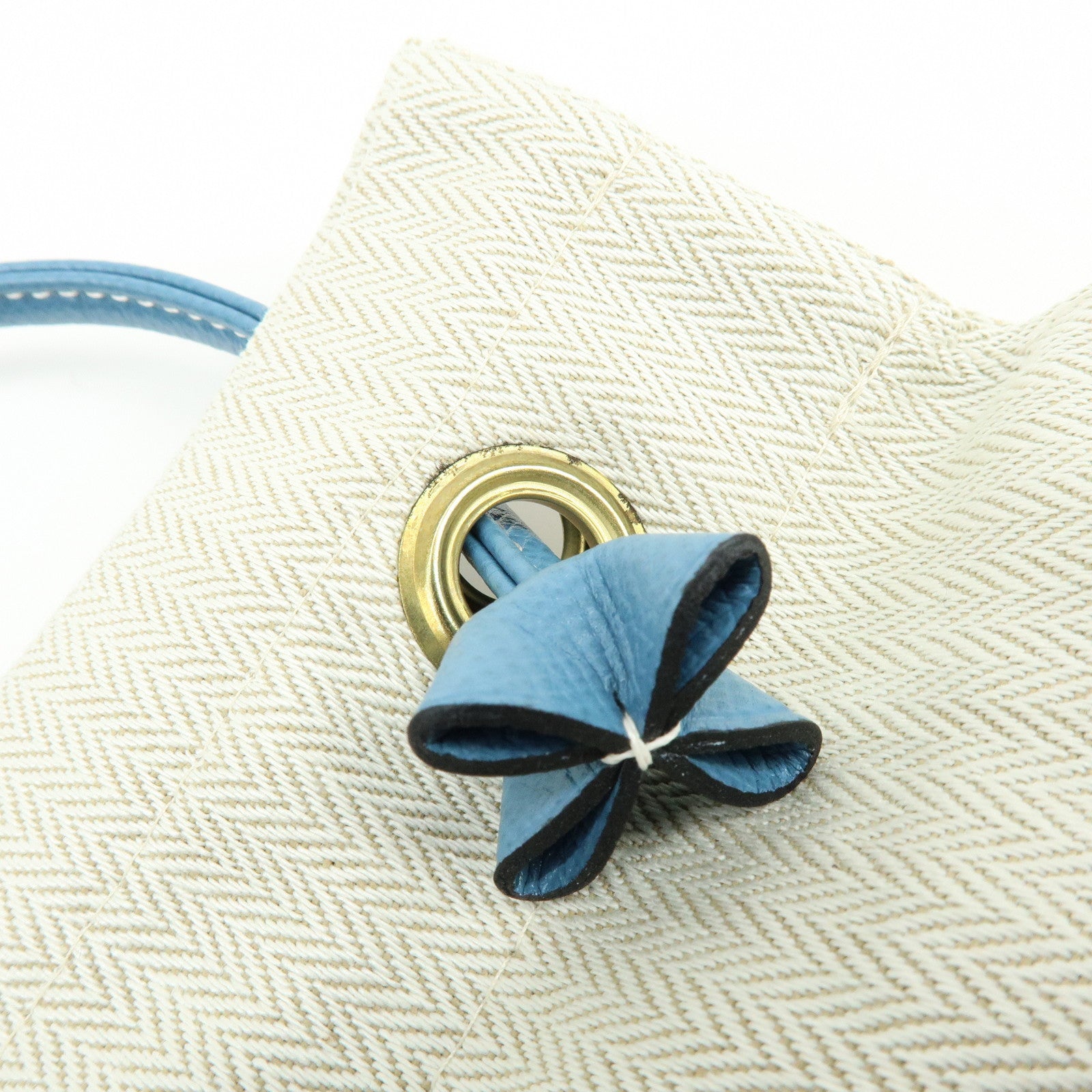 HERMES Aline PM Canvas Leather Shoulder Bag Hand Bag Natural Blue