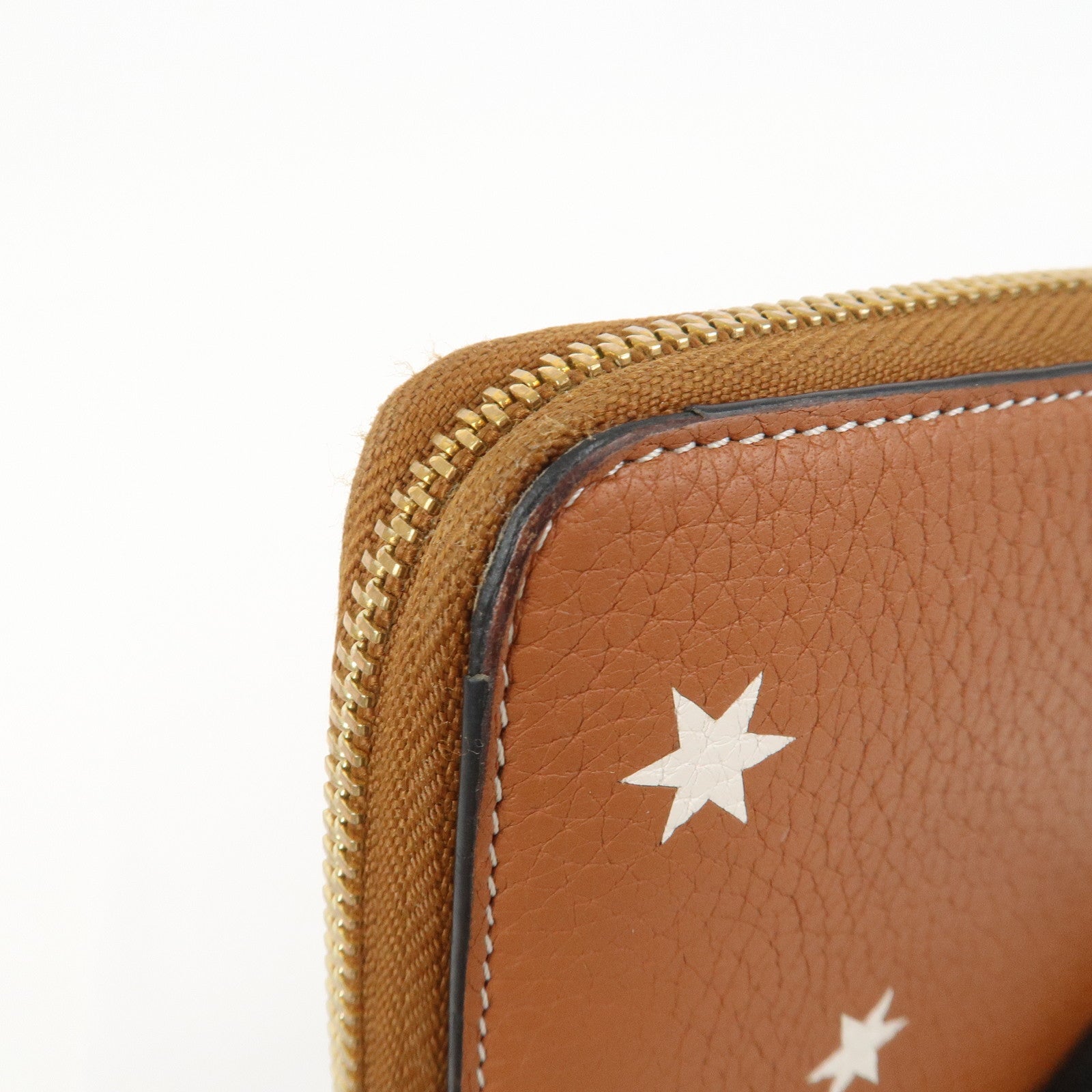 LOEWE Anagram Leather Round Zippy Wallet Long Wallet Camel