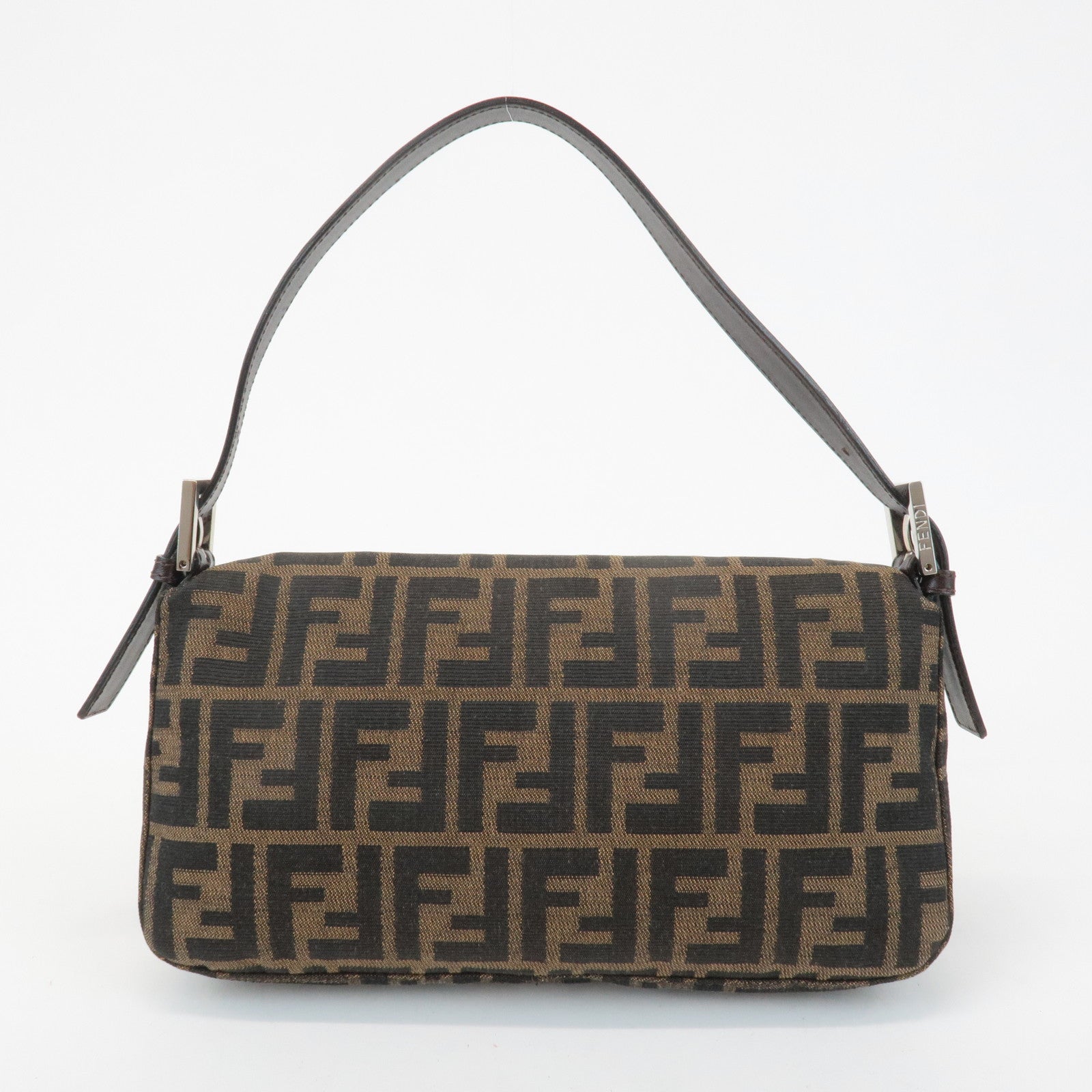 FENDI Zucca Mamma Baguette Canvas Shoulder Bag 26424 Brown Black Used