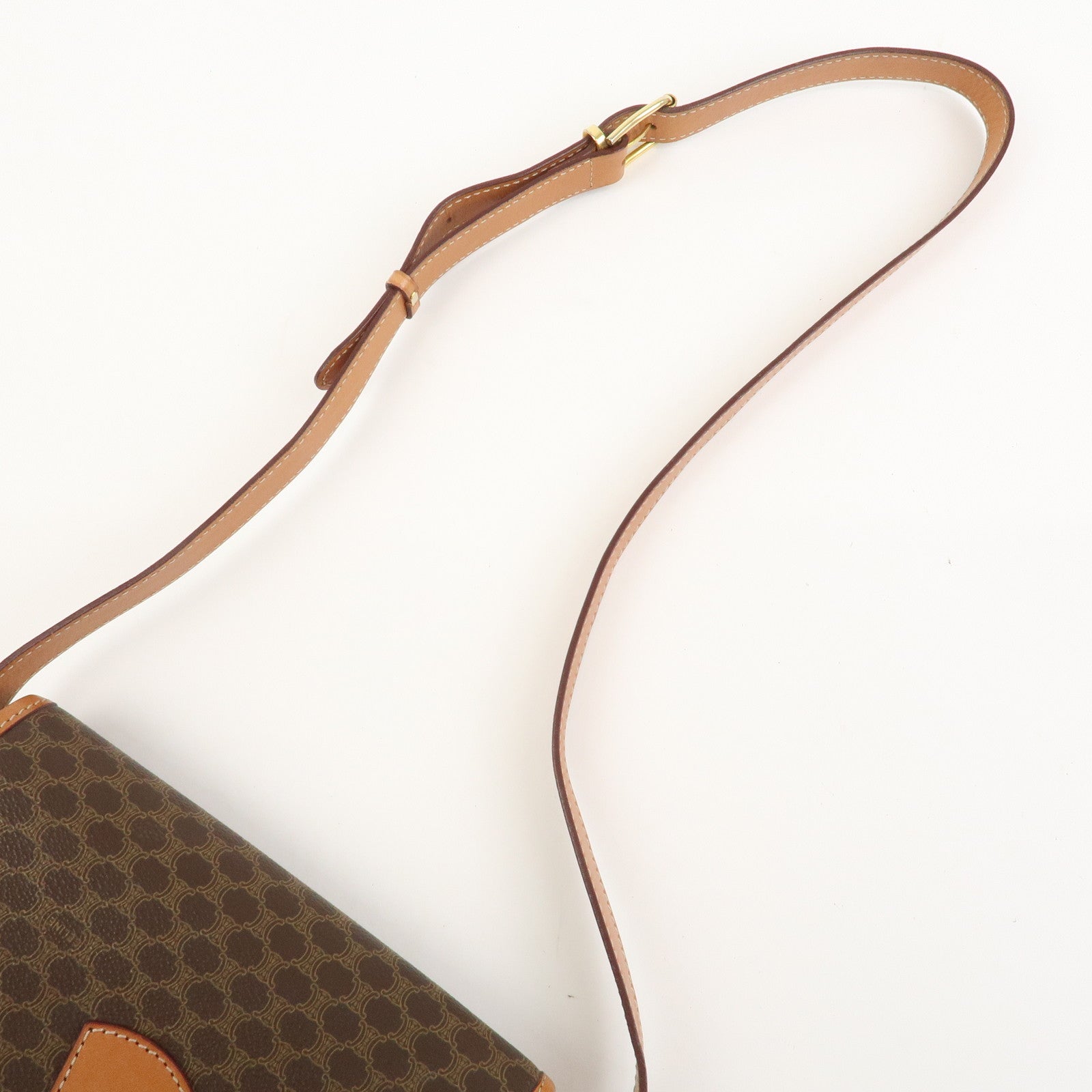 CELINE Macadam PVC Leather Shoulder Bag Crossbody Bag Brown