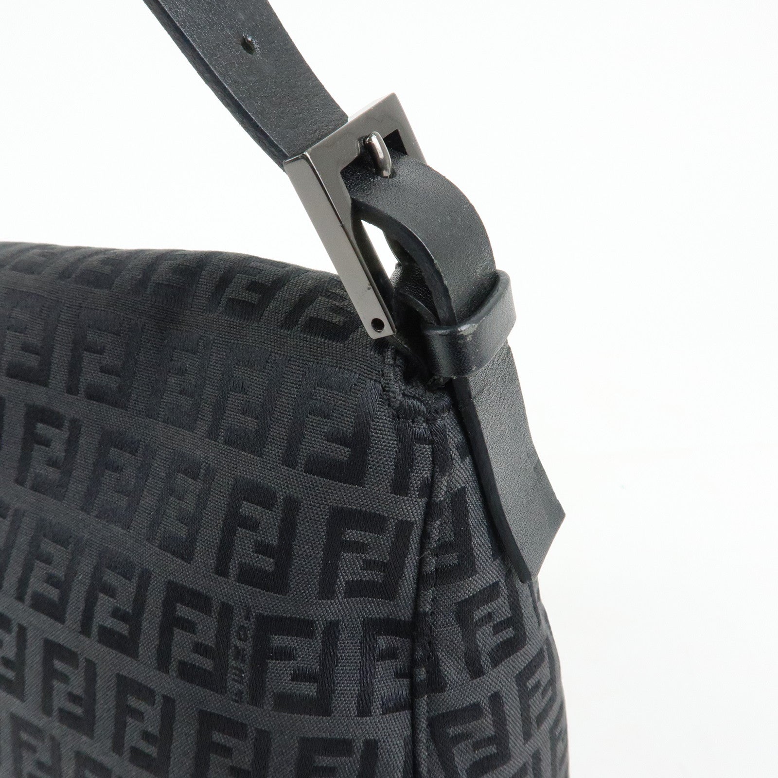 FENDI Zucchino Mamma Baguette Nylon Leather Shoulder Bag 8BR001