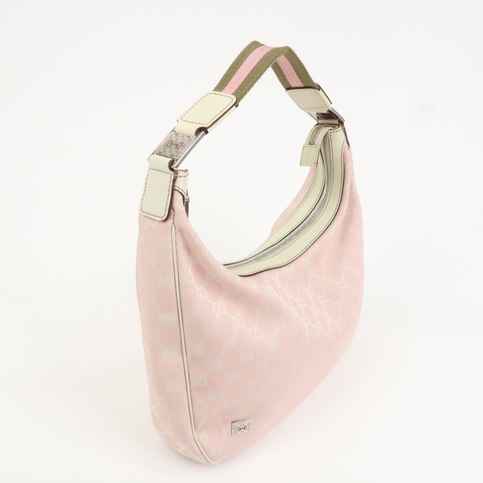 GUCCI Sherry Line GG Canvas Leather Shoulder Bag Pink 145757