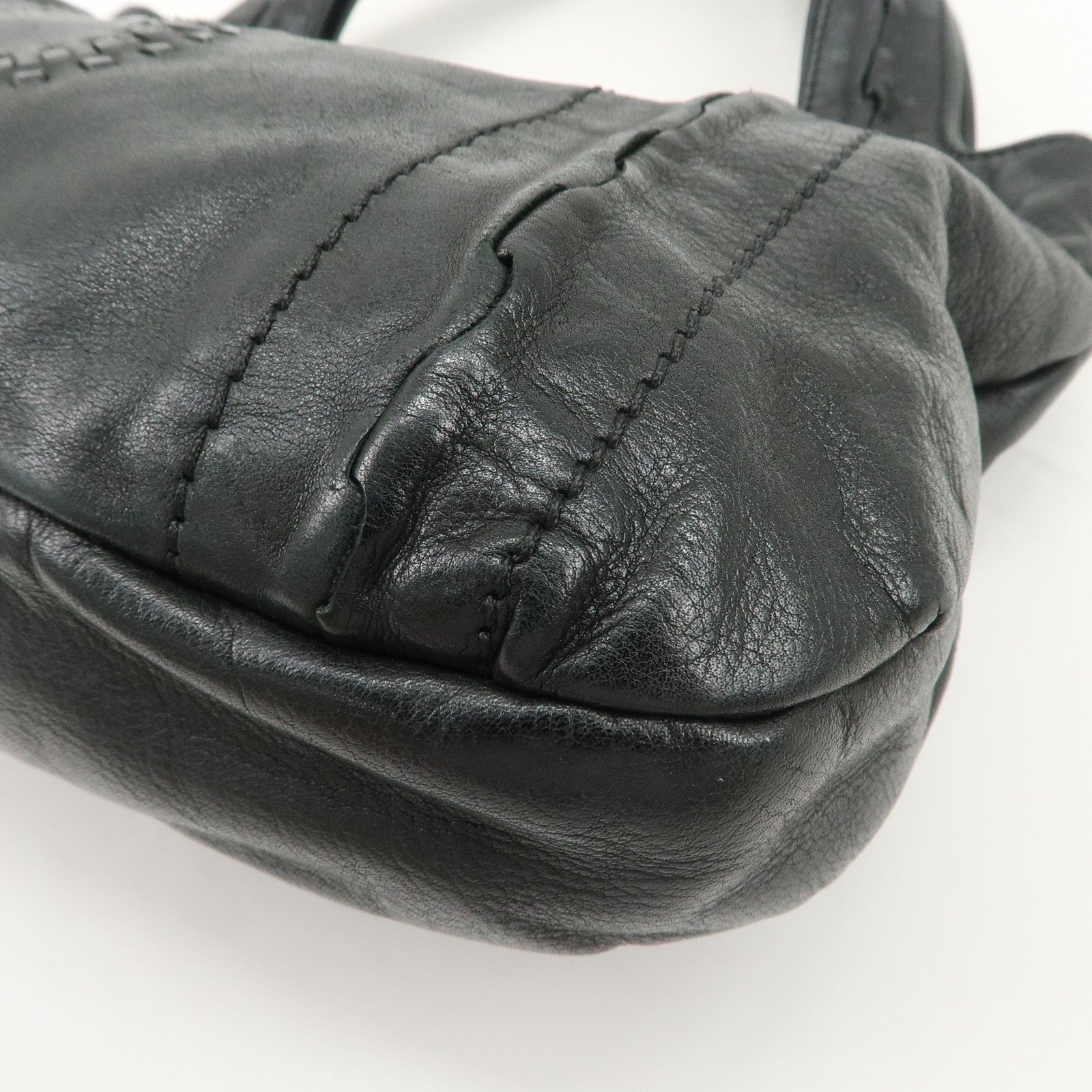 Ferragamo Gancini Leather Shoulder Bag Hand Bag Black