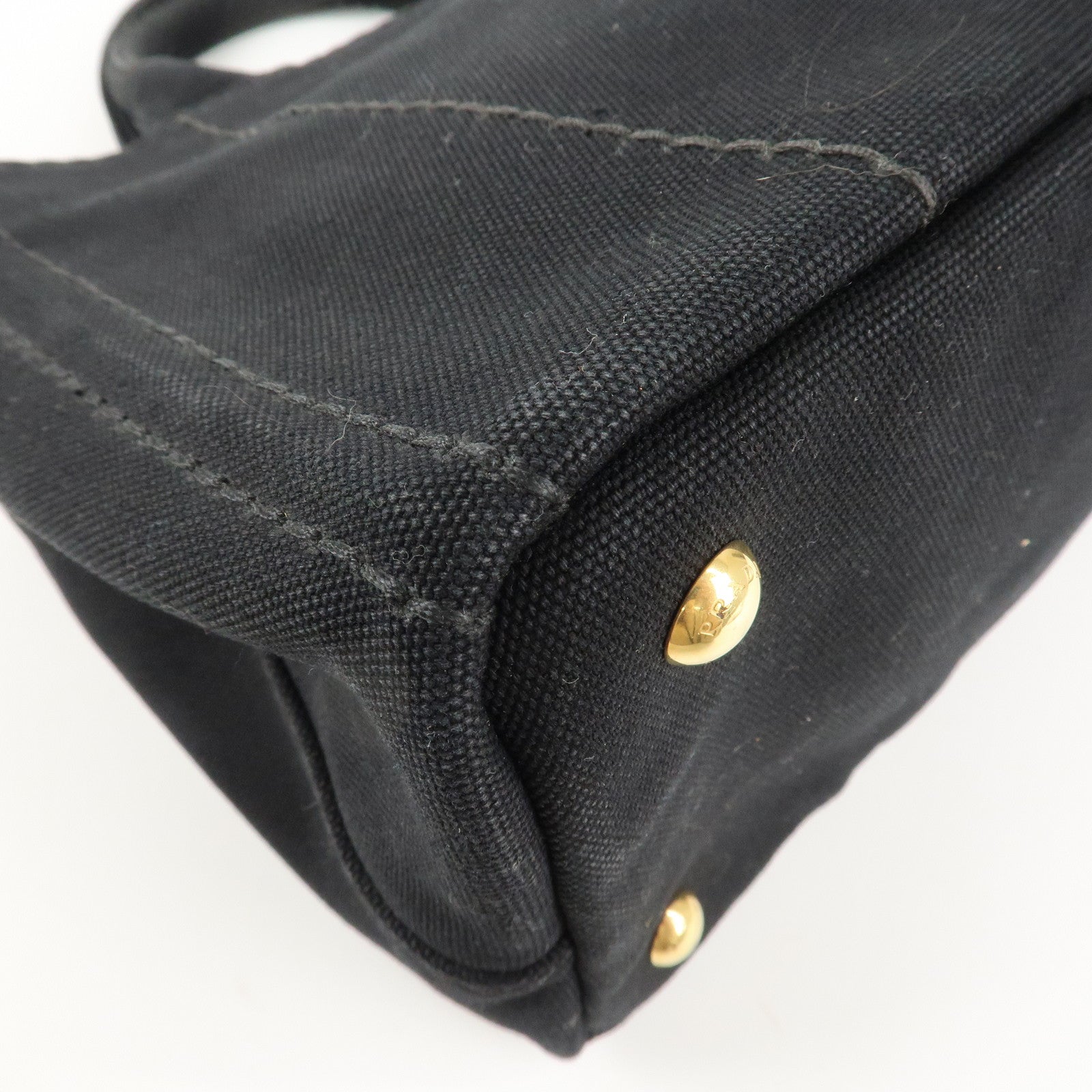 PRADA Canapa Mini Canvas 2Way Bag Hand Bag Shoulder Bag Black 1BG439 Used