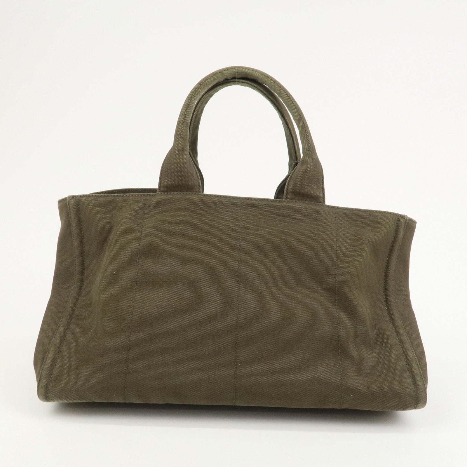 PRADA Triangle Logo Canapa Large Tote Hand Bag Bijou Khaki BN1872