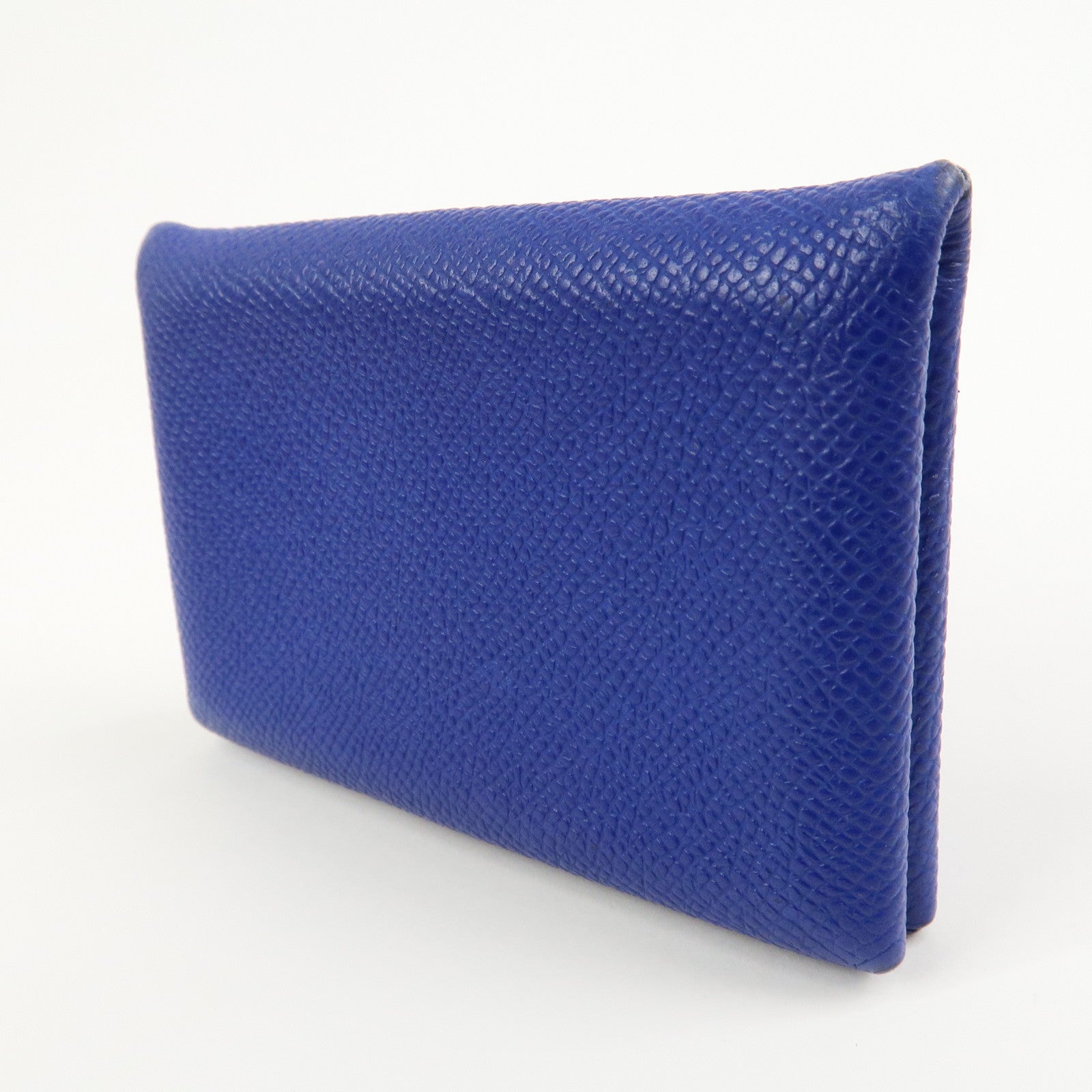 HERMES CALVI Veau Epsom Card Case Card Holder Z Stamped Blue