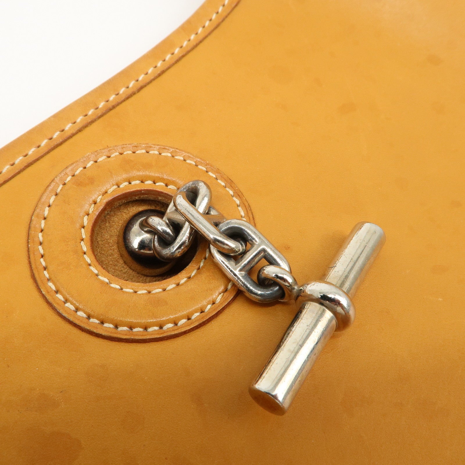 HERMES Leather Vespa PM J Engraved Shoulder Bag Brown Silver HDW