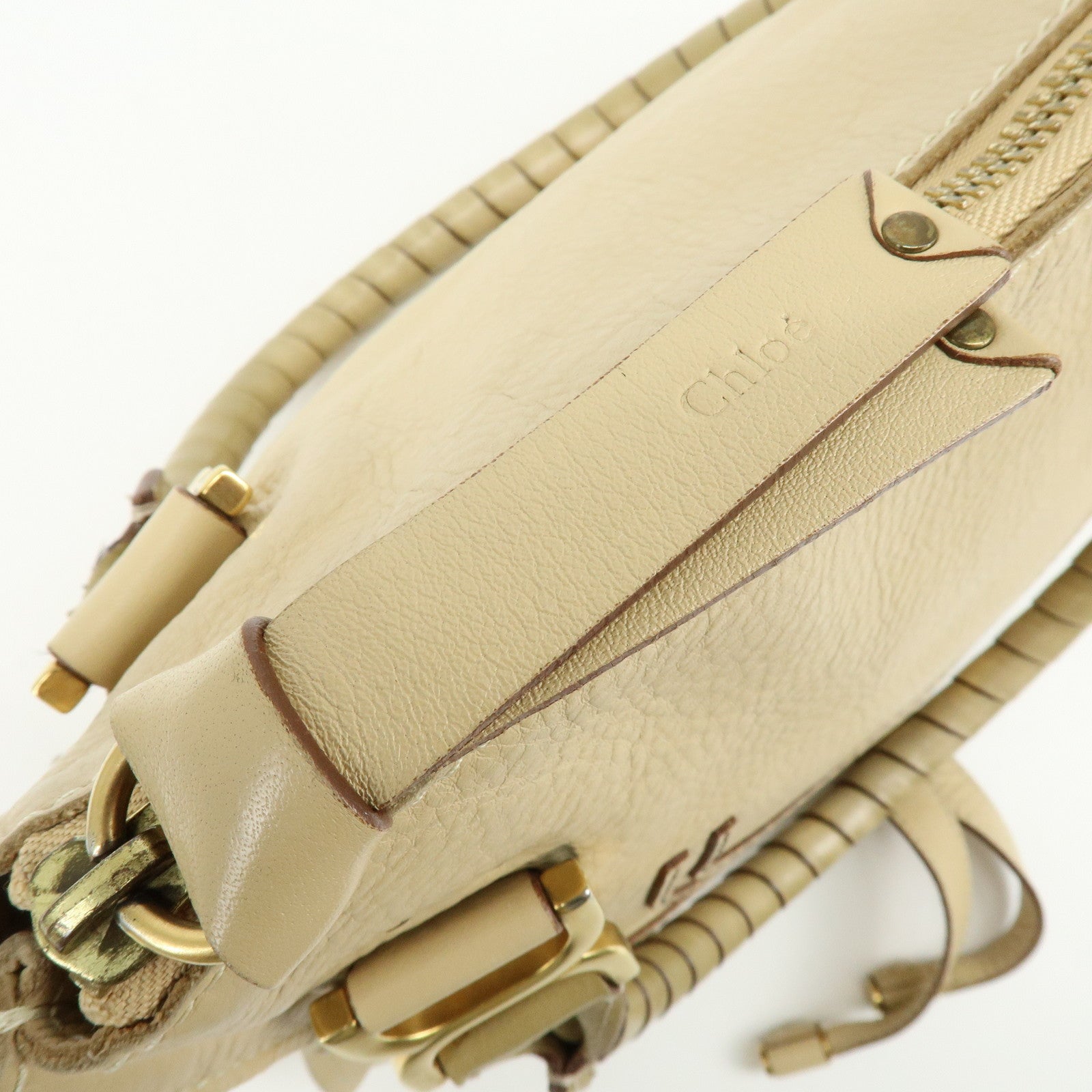 Chloe Mercy Leather Shoulder Bag Hand Bag Beige