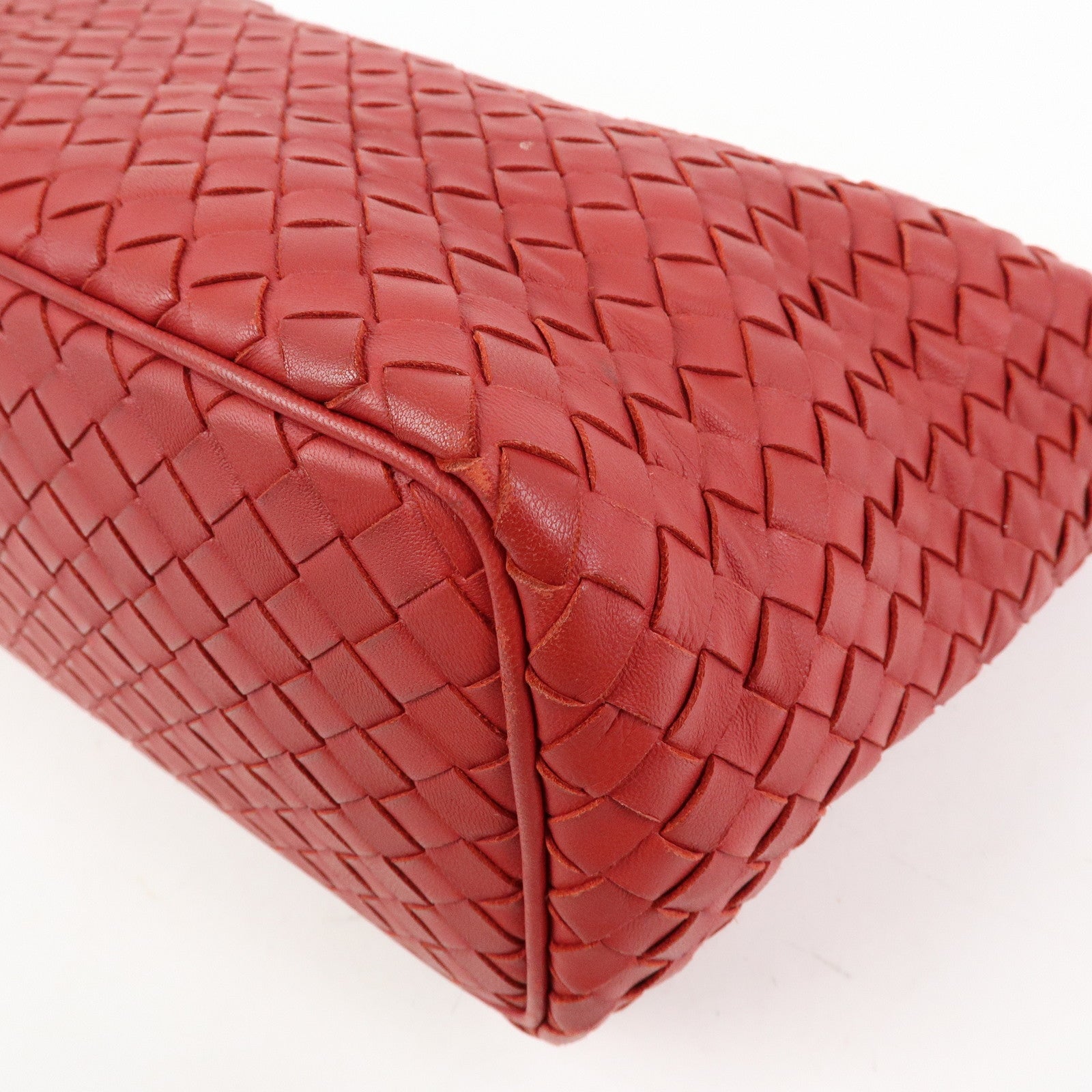 BOTTEGA VENETA Intrecciato Leather Hand Bag Shoulder Bag Red