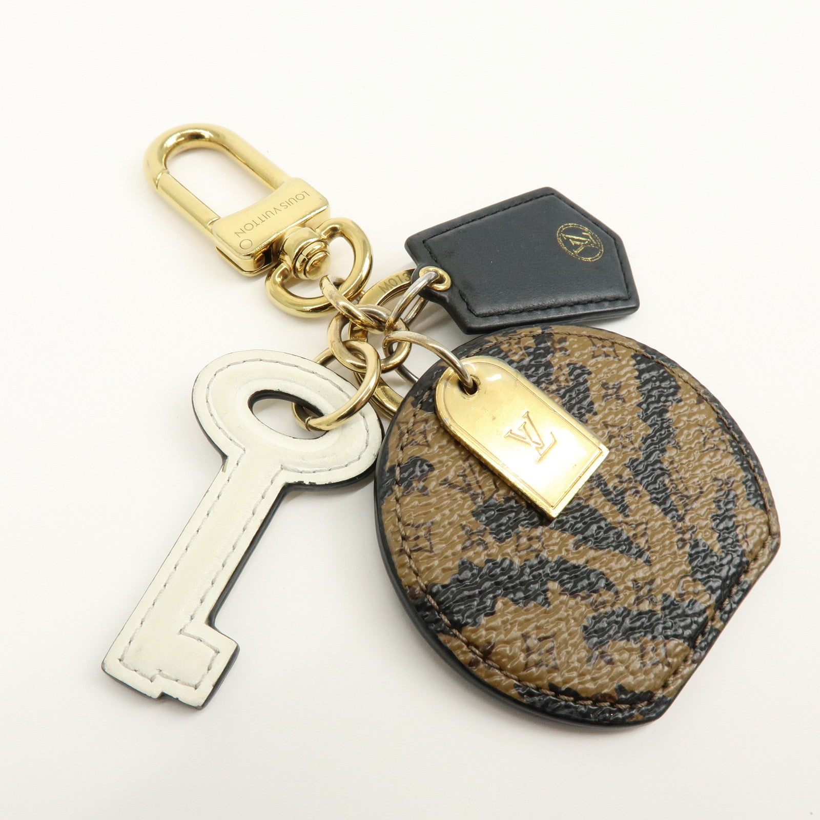 Louis Vuitton Boite Chapeau Key Holder Bag Charm Brown Gold M01367