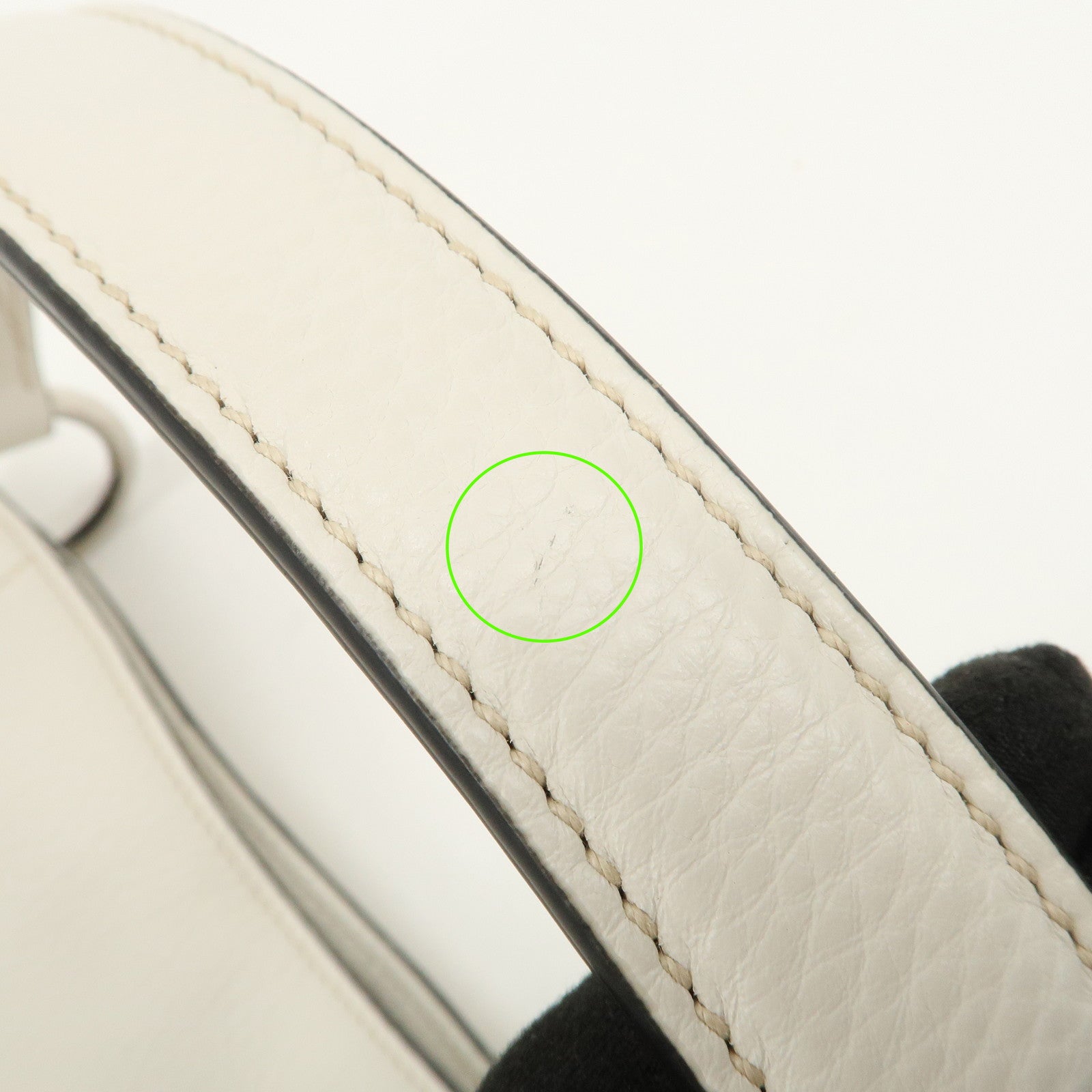 PRADA Triangle Logo Leather Shoulder Bag White BR5124