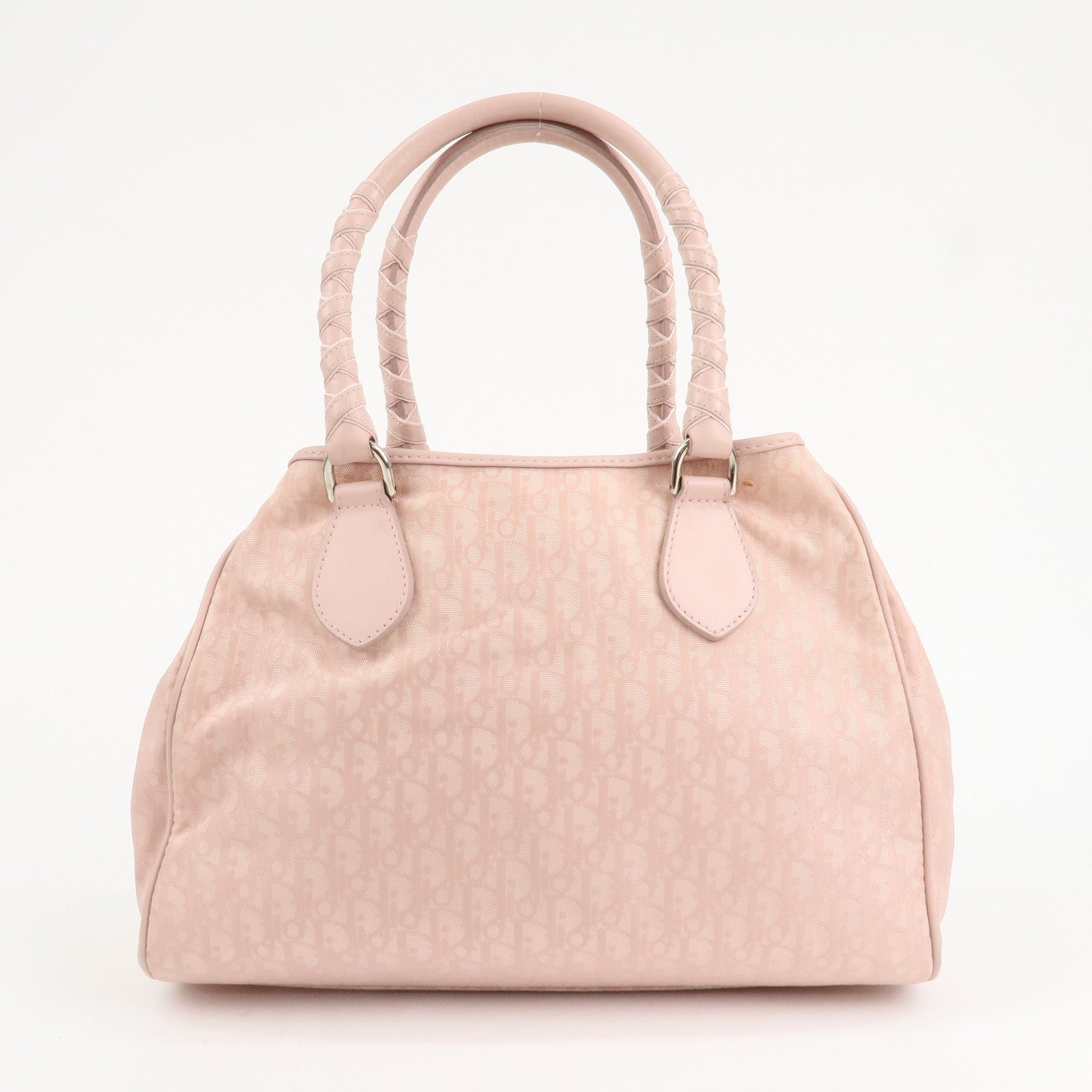 Christian Dior Trotter Leather Nylon Hand Bag Shoulder Bag Pink Used