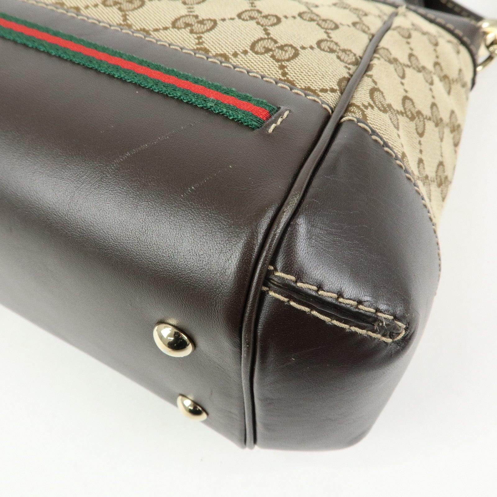 GUCCI Mayfair GG Canvas Leather Hand Bag Beige Brown 269894