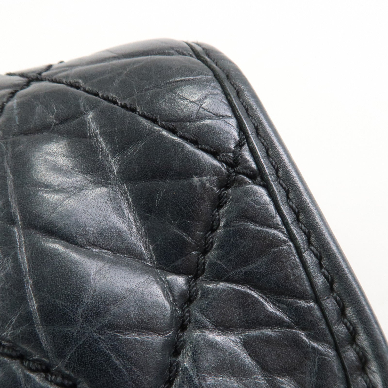 CHANEL Wild Stitch Calf Leather Shoulder Bag Crossbody Bag Black