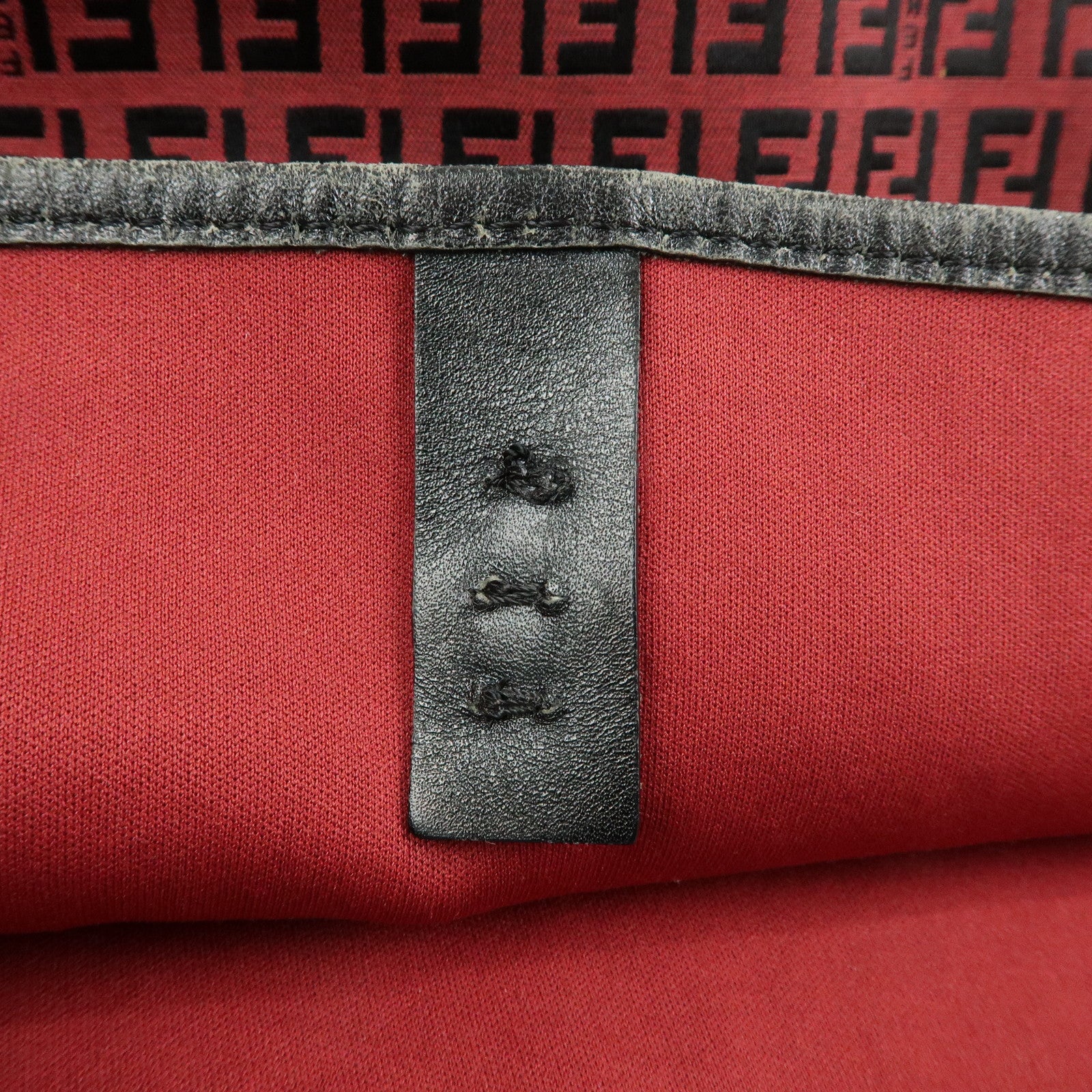 FENDI Zucchino Canvas Leather Tote Bag Hand Bag Red Black 8BH005