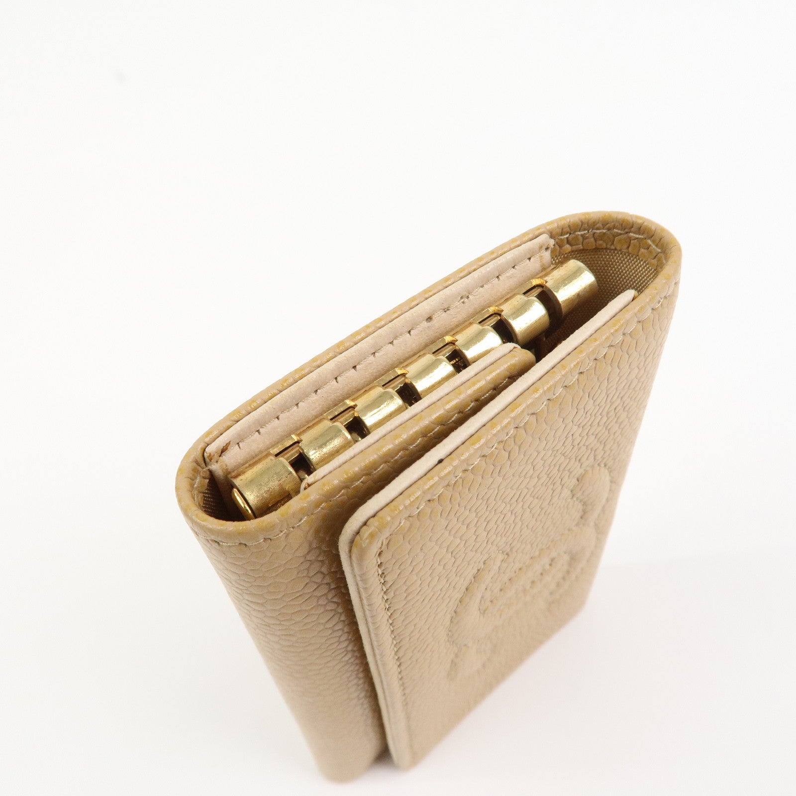 CHANEL COCO Mark Caviarskin Key Case Key Holder Light Brown