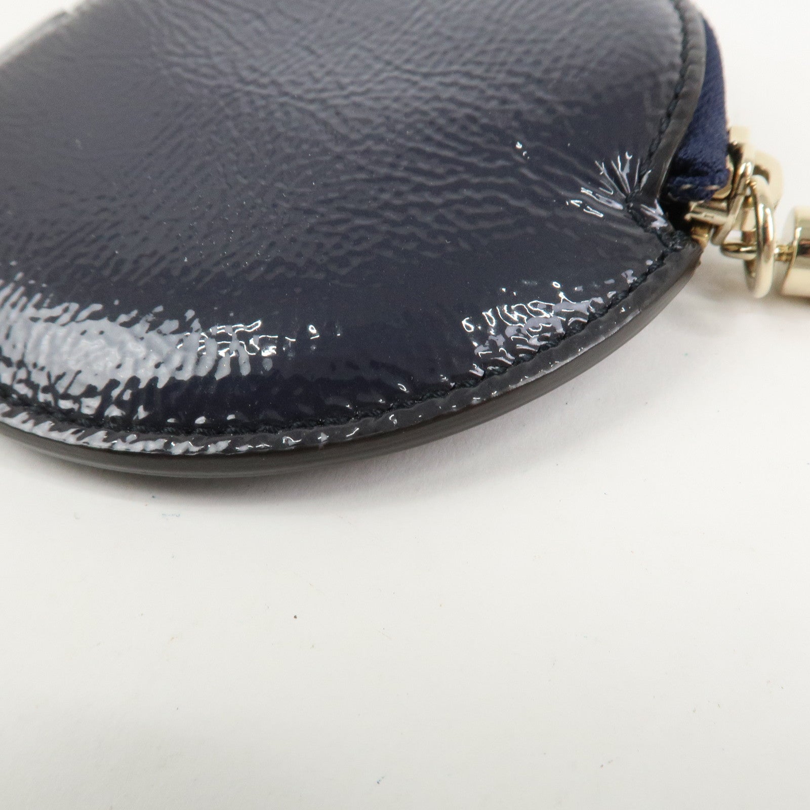 GUCCI Interlocking G Patent Leather Coin Case Navy 337946
