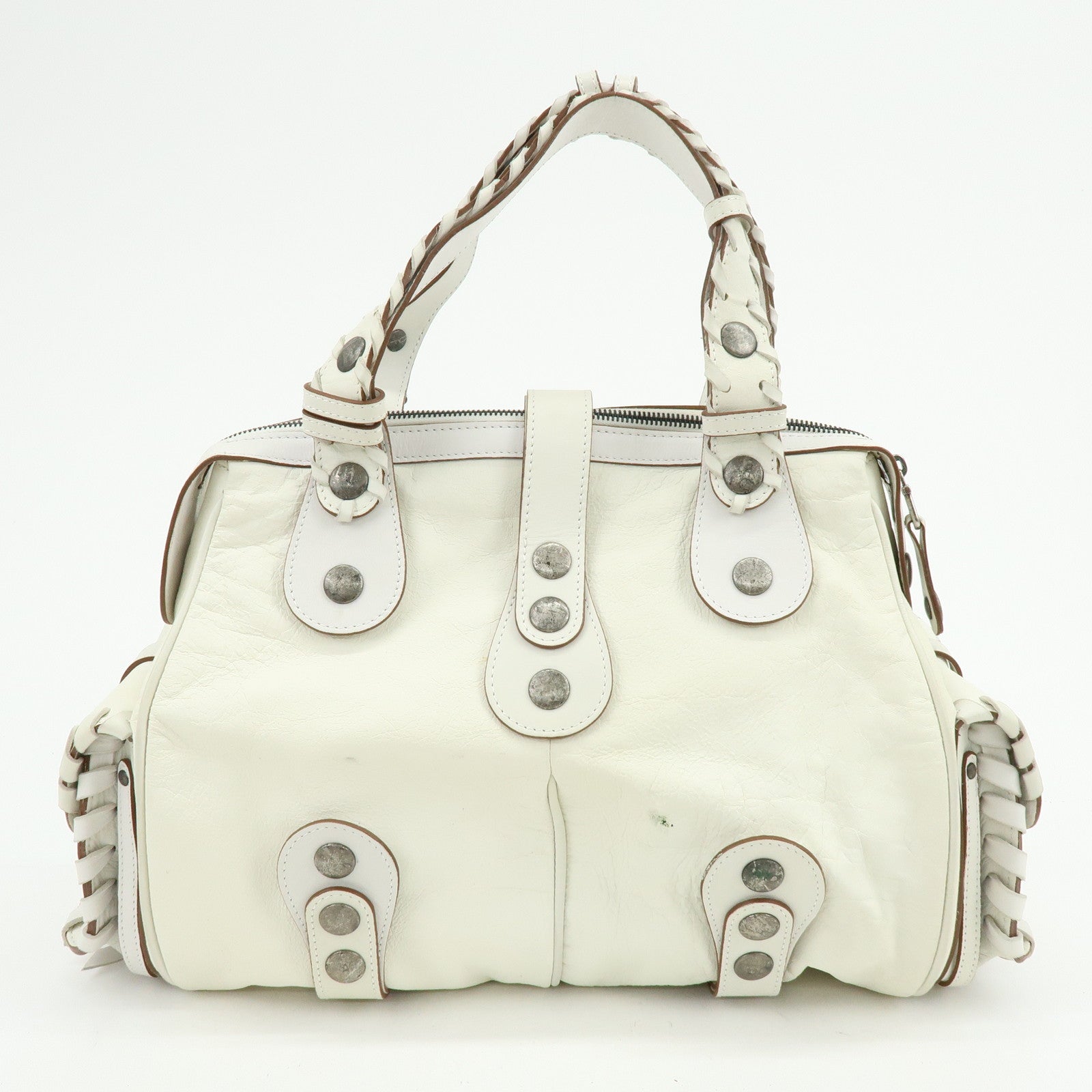 Chloe Silverado Leather Shoulder Bag Boston Bag Hand Bag White