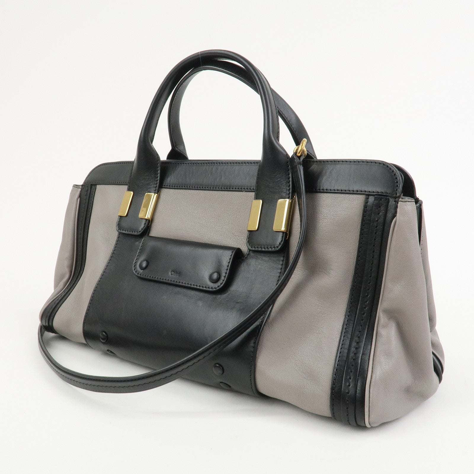 Chloe Leather Alice Bag 2Way Shoulder Hand Bag Black 04-13-50-65