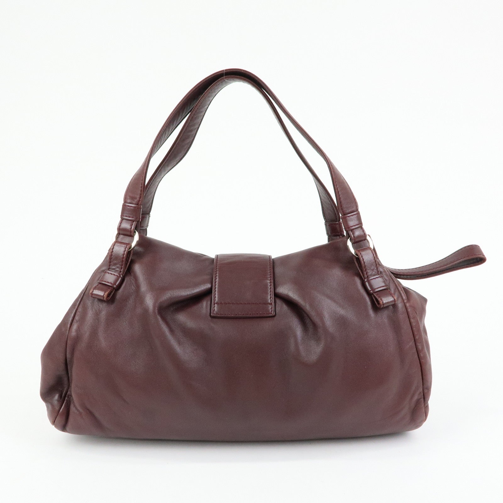 LOEWE Anagram Nappa Leather Hand Bag Shoulder Bag Bordeaux Brown