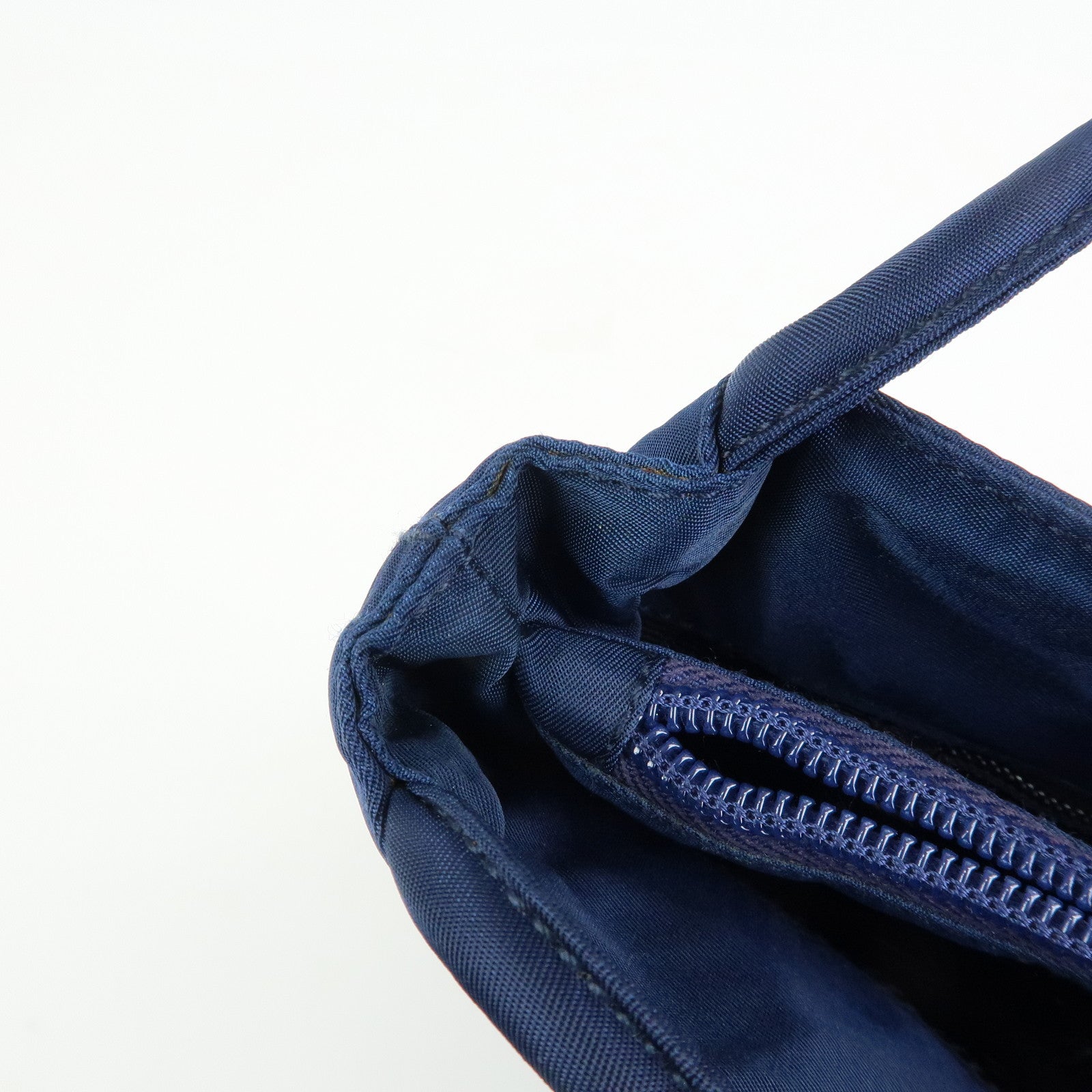 PRADA Triangle Logo Nylon Shoulder Bag Hand Bag Navy B6242