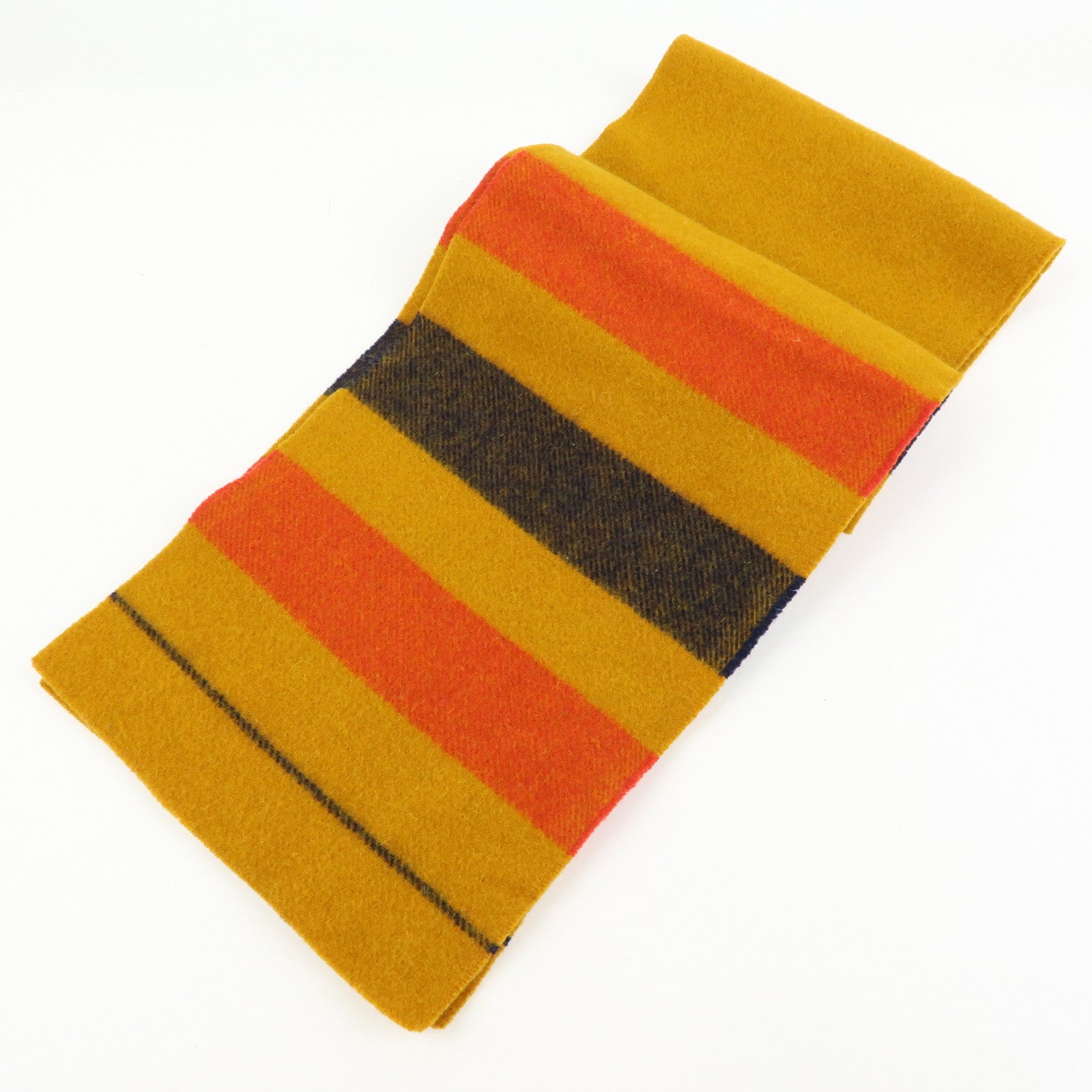 HERMES Rocabar Wool 100% Scarf Stole Mustard Black Red