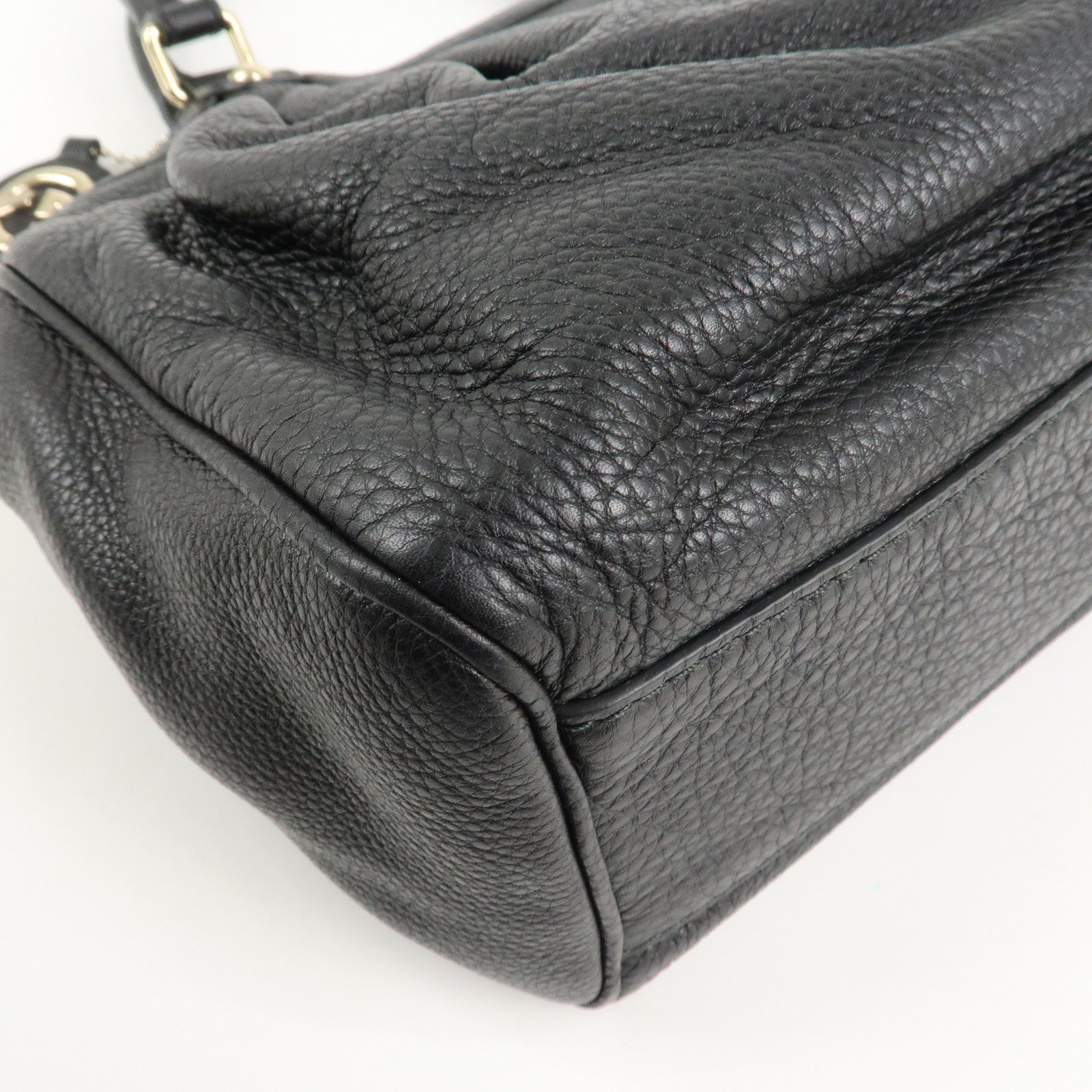 GUCCI Sukey Leather Hand Bag Tote Bag Black 211944 Used