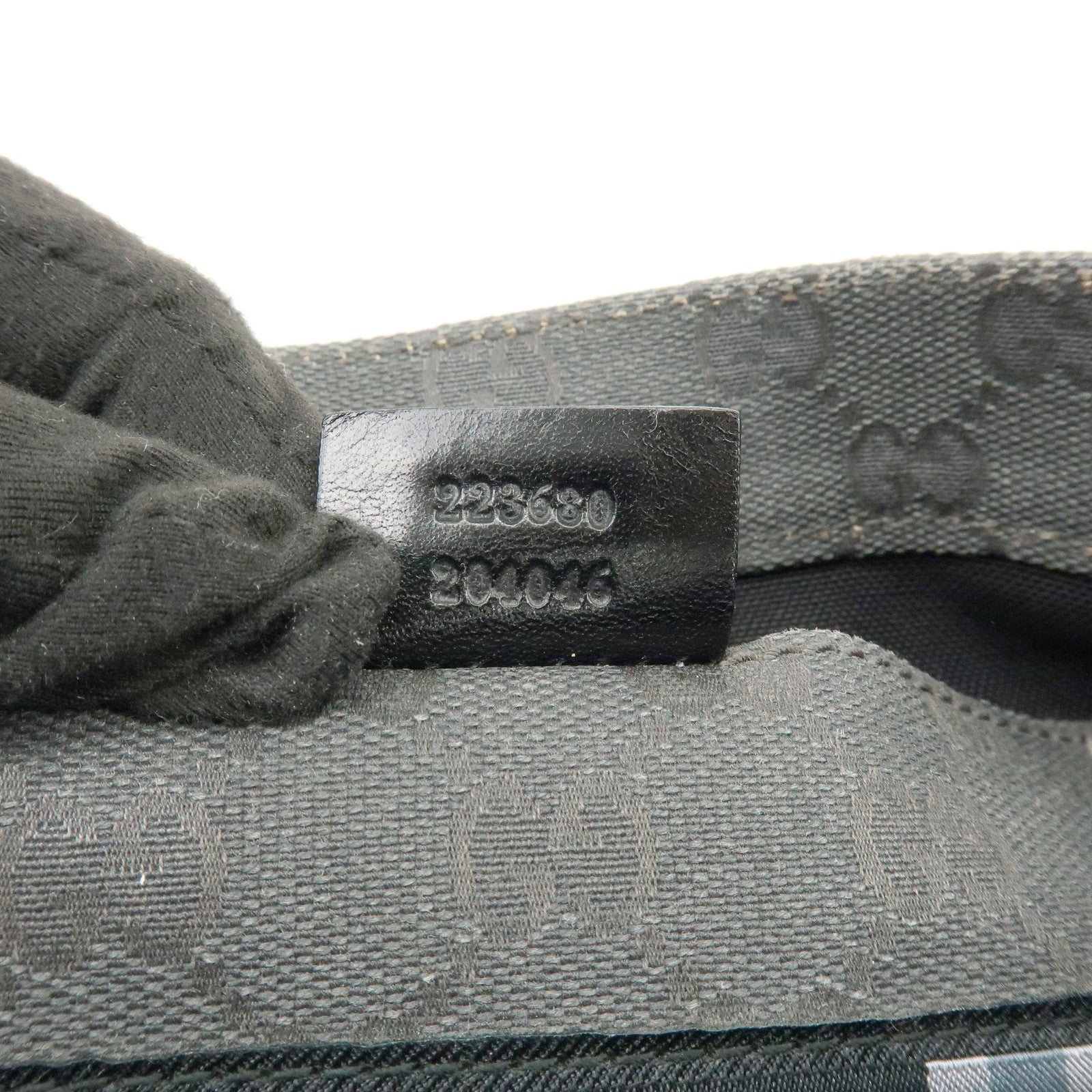 GUCCI Crest GG Canvas Leather Shoulder Bag Grey Black 223680