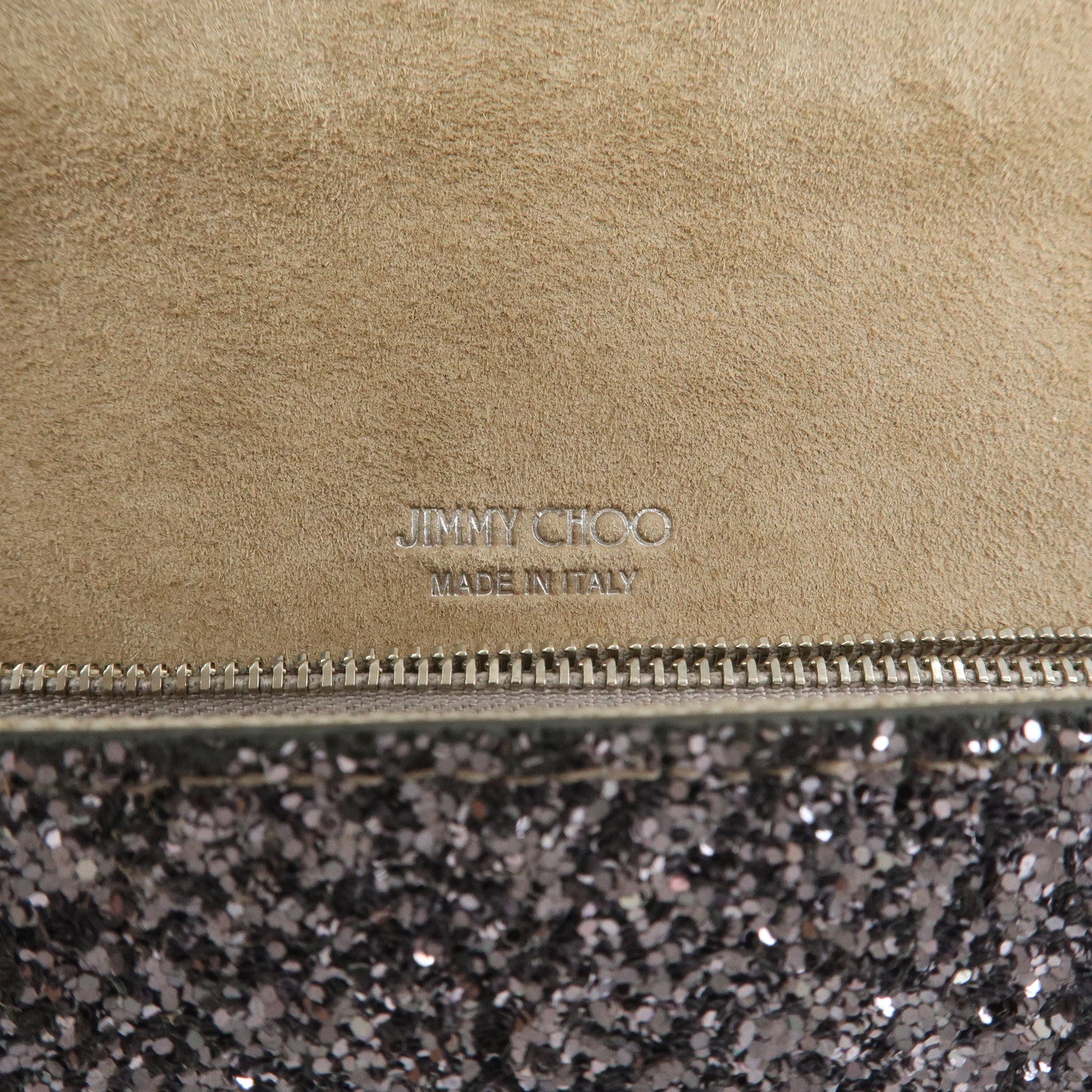 JIMMY CHOO Chain Shoulder Bag Clutch Bag Glitter Pink Gray Silver