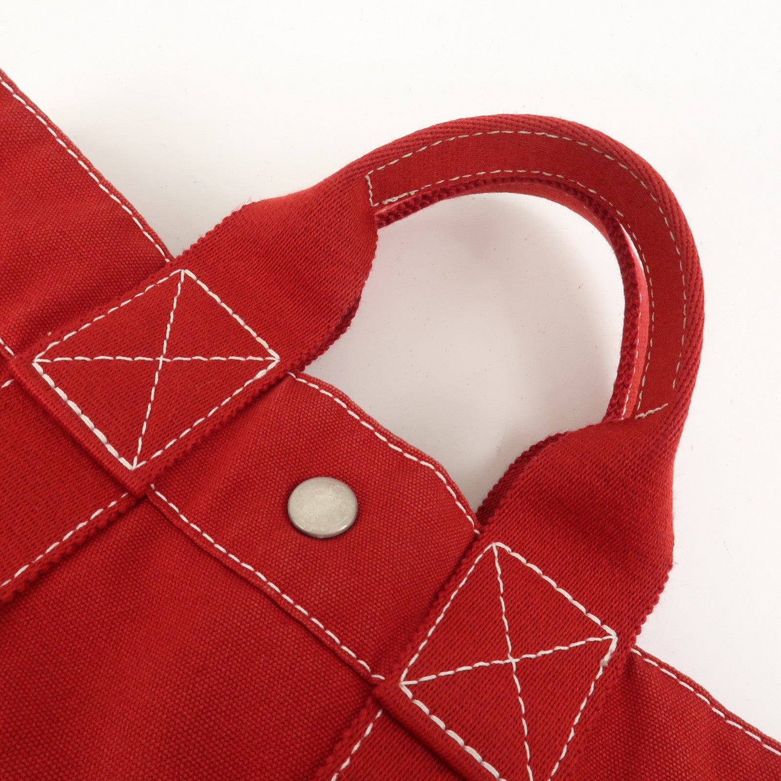 HERMES Deauville PM Canvas Tote Bag Hand Bag Red