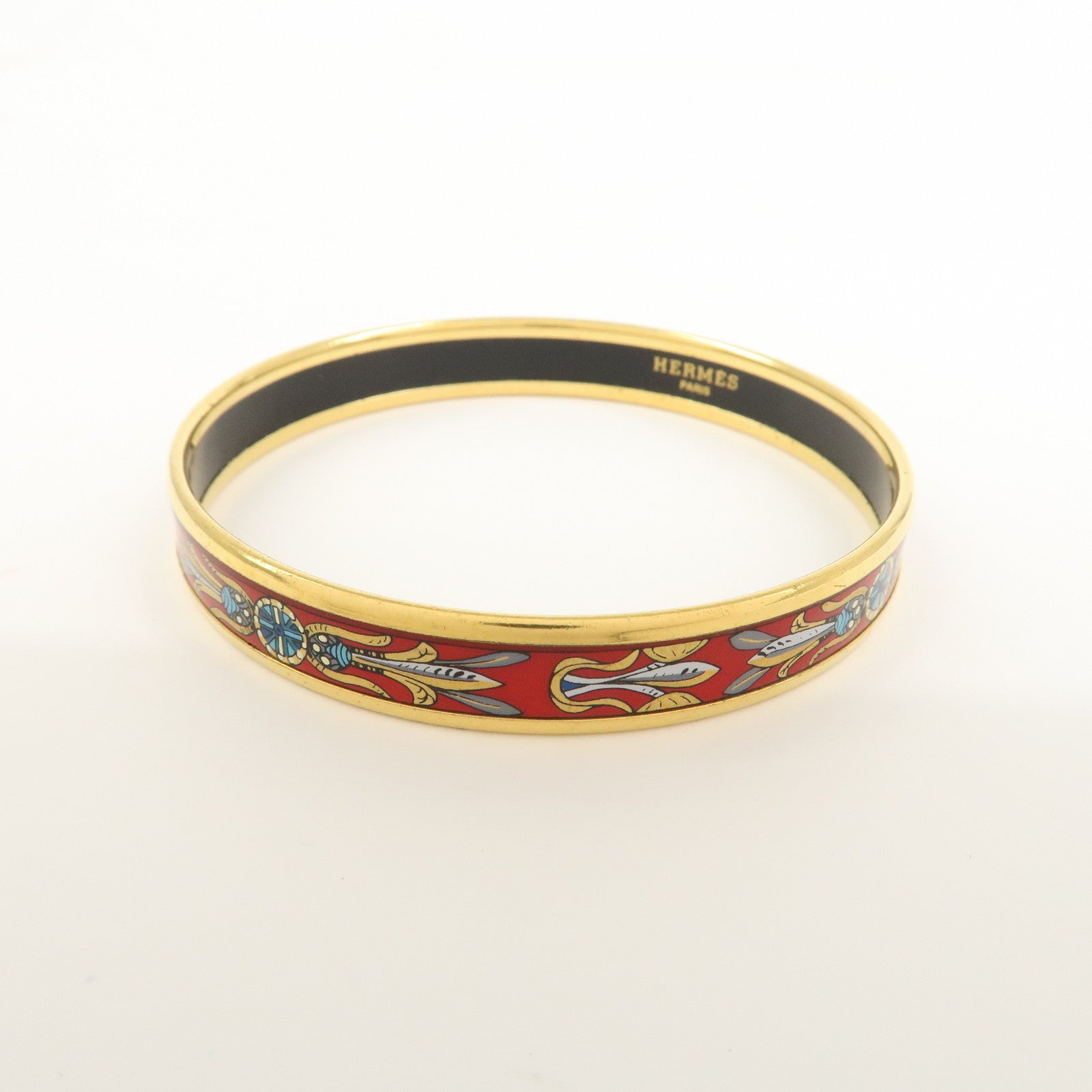 HERMES Email PM Metal Bracelet Bangle Red Gold
