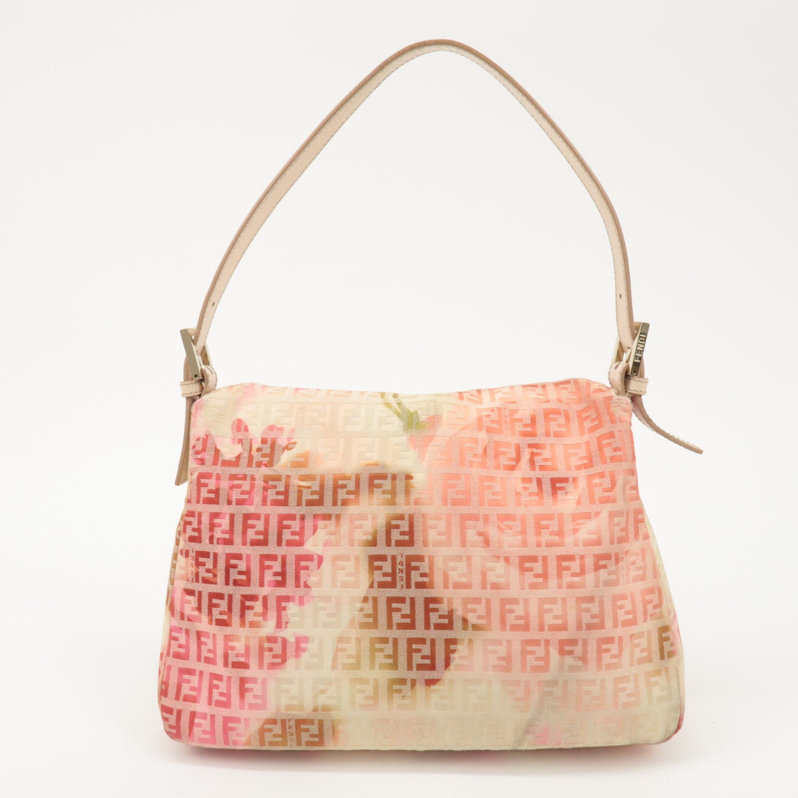 FENDI Mamma Baguette Zucchino Leather Canvas Shoulder Bag 8BR001 Used