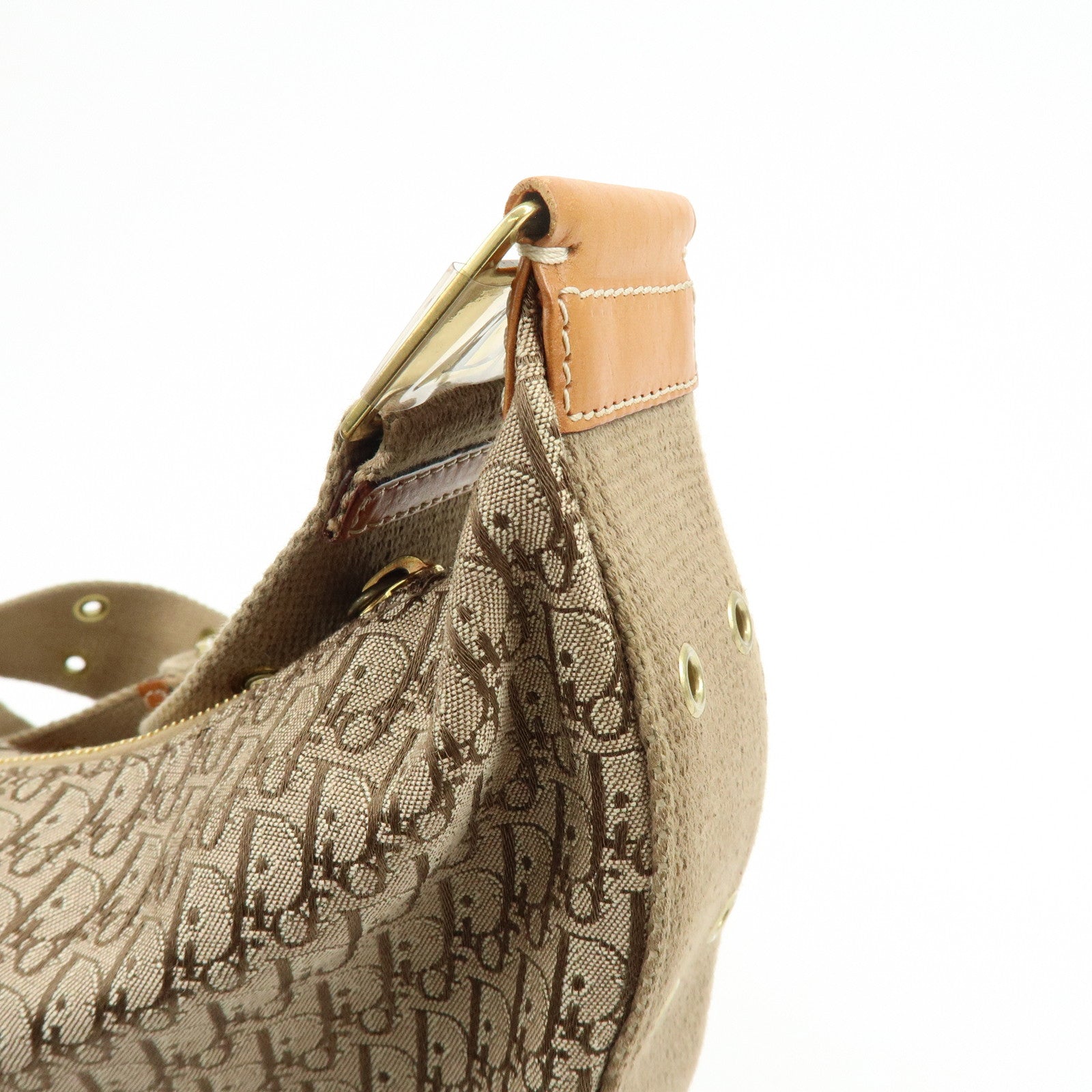 Christian Dior Trotter Canvas Leather Shoulder Crossbody Bag Beige