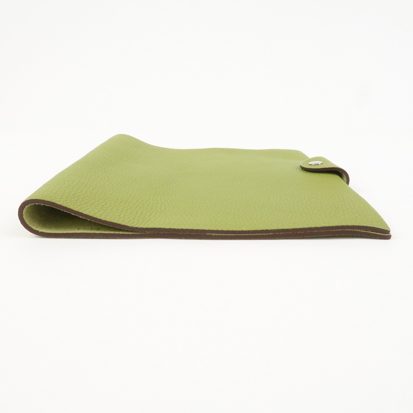 HERMES Ulysse MM Leather Notebook Cover Agenda L Stamped Green