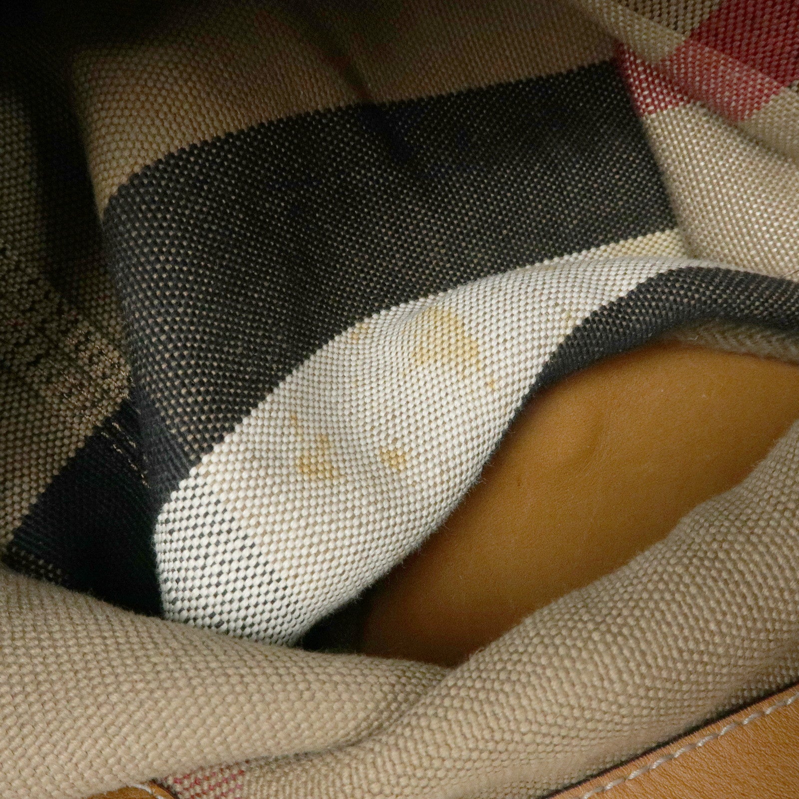 Burberry Nova Plaid Canvas Leather 2Way Shoulder Bag Beige Brown