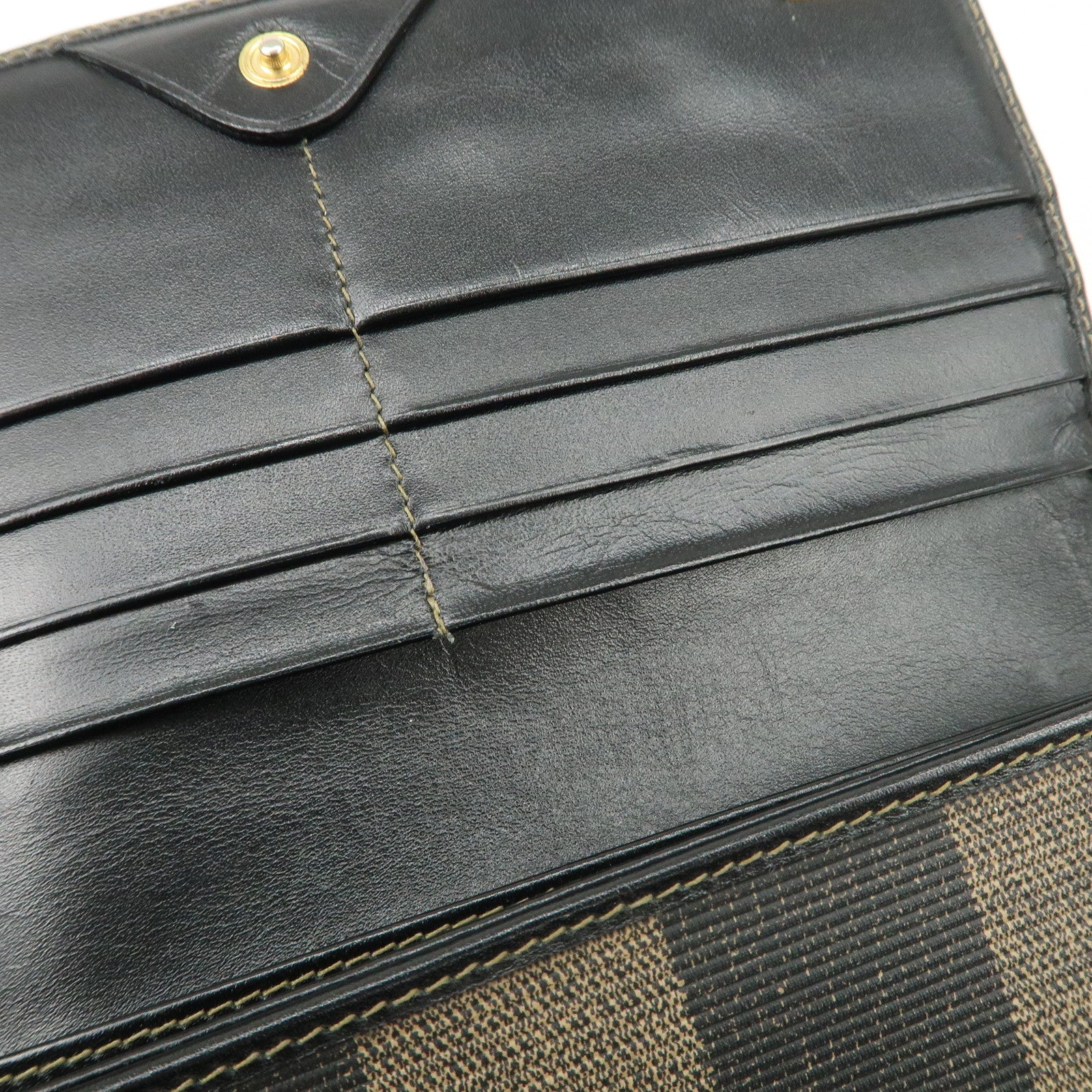 FENDI Set of 2 Pecan Leather PVC Wallet Black Brown 01445-069 30851 Used