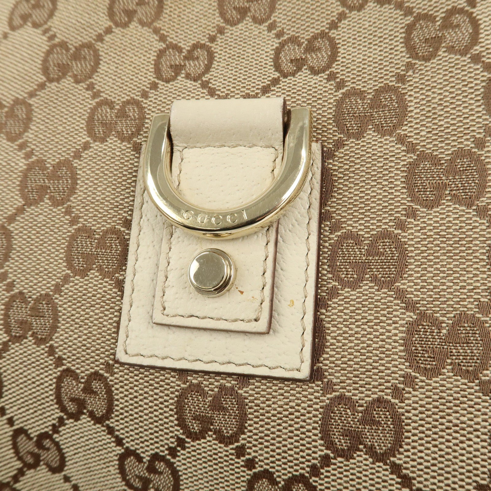 GUCCI Abbey GG Canvas Leather Shoulder Bag Beige Ivory 130738 Used