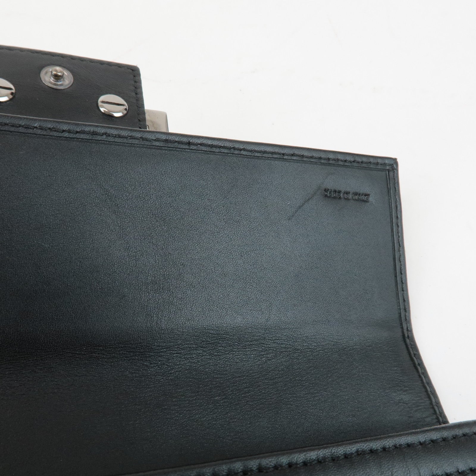 FENDI Zucchino Leather Canvas Bi-fold Long Wallet Black M0021 Used