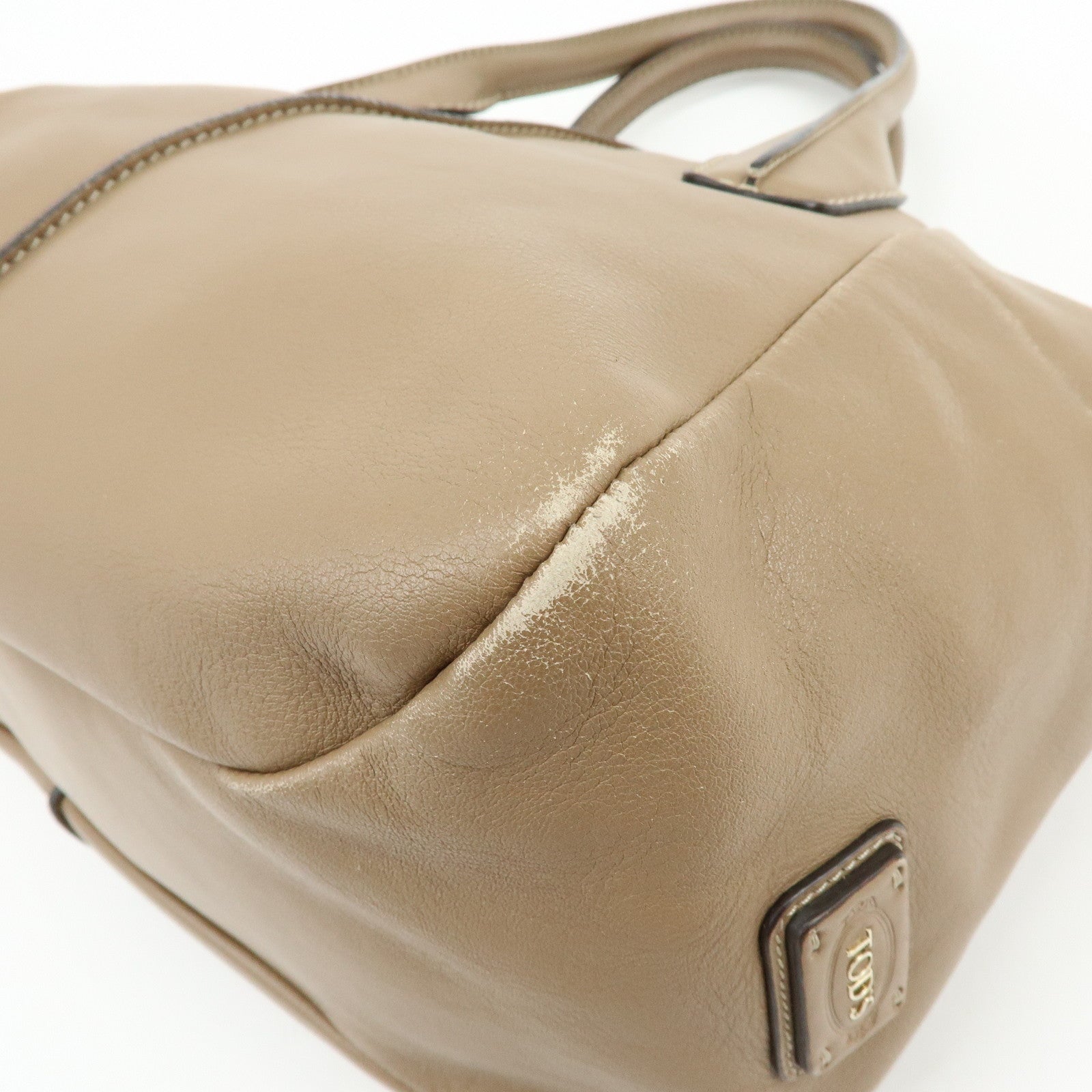 TOD'S Leather Stitch 2Way Bag Boston Bag Shoulder Bag Brown