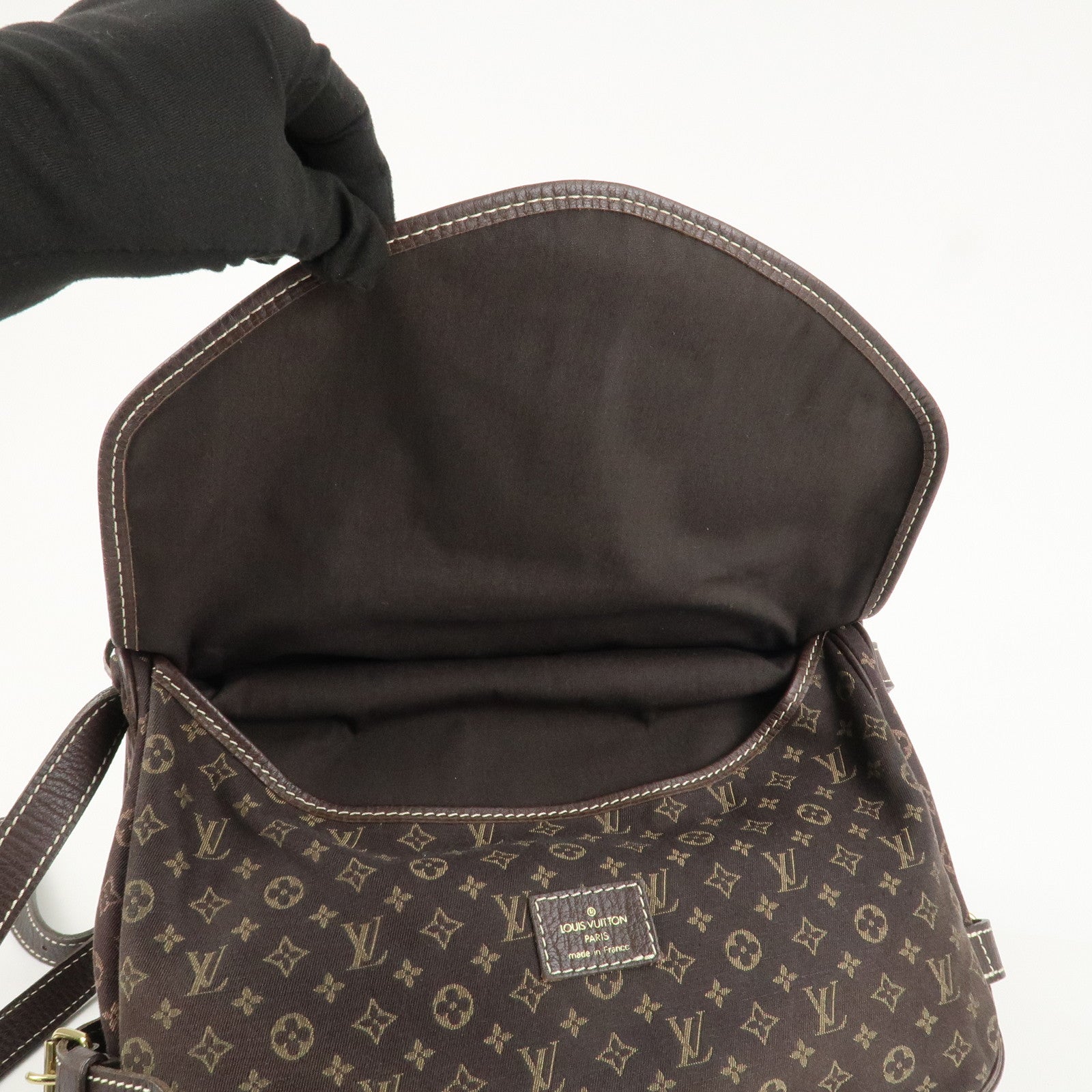 Louis Vuitton Monogram Mini Lin Saumur 30 Ebene Brown M95227 Used