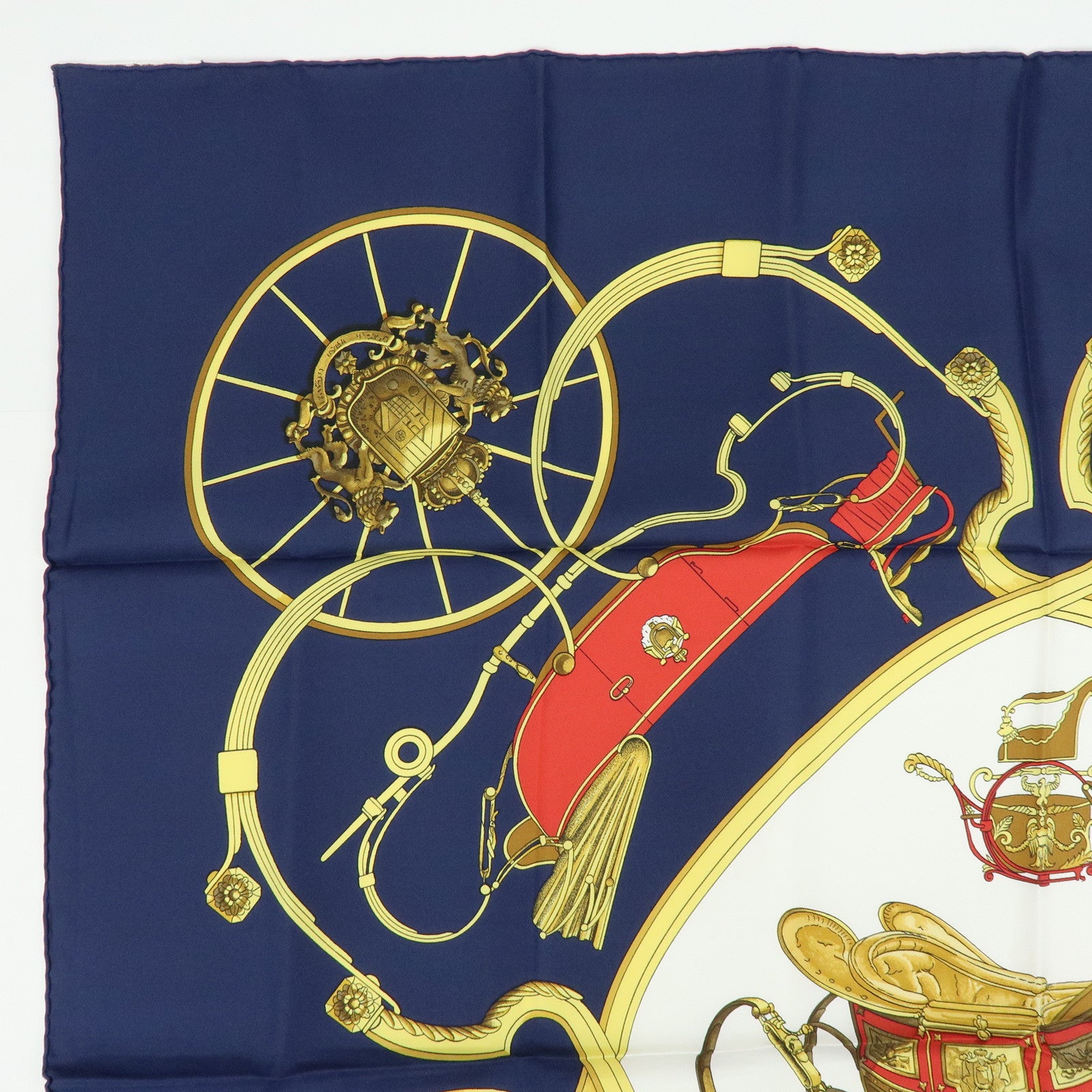 HERMES Carre 90 Silk 100% Scarf SPRINGS Dark Navy