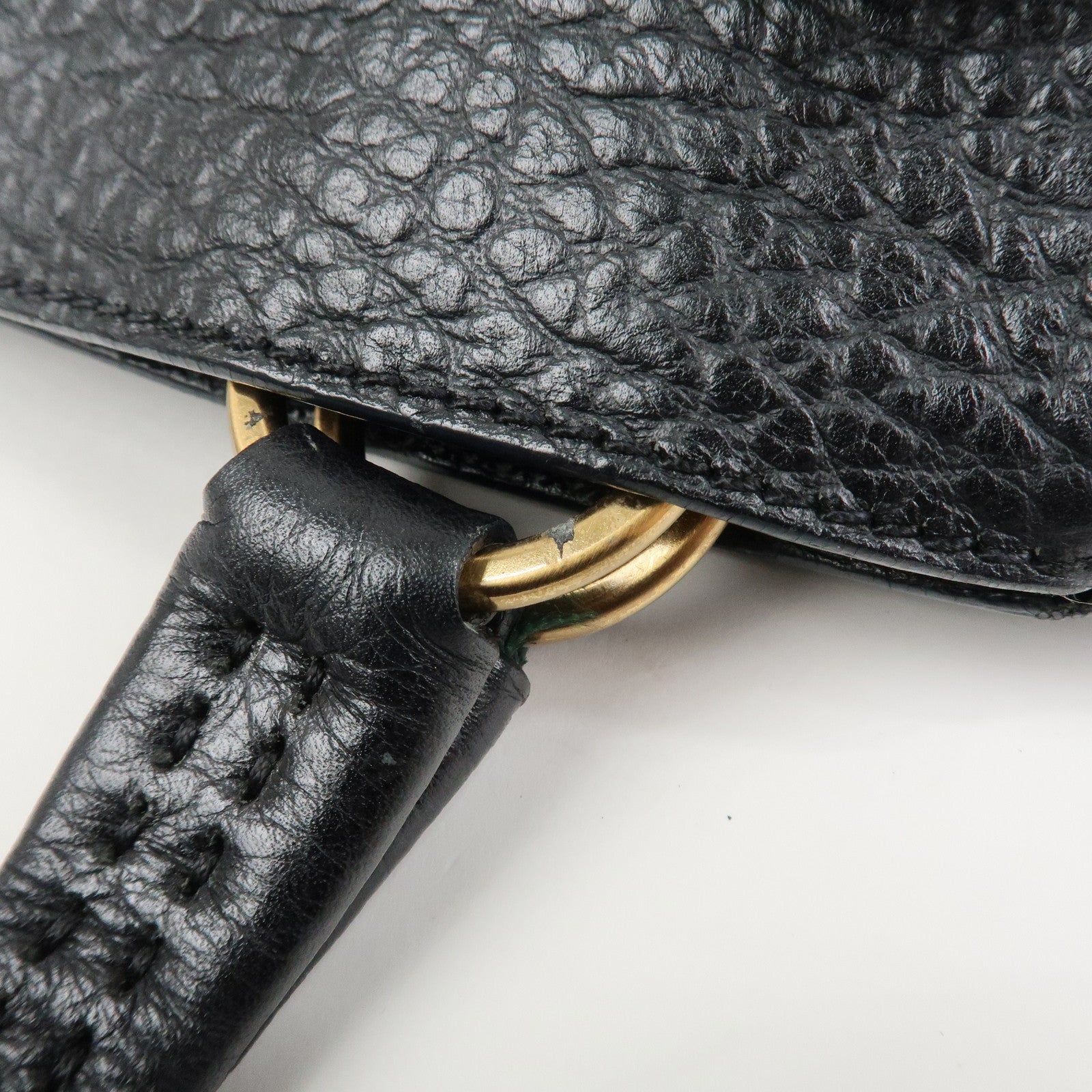 PRADA Triangle Logo Leather Shoulder Bag Hand Bag Black BR1976