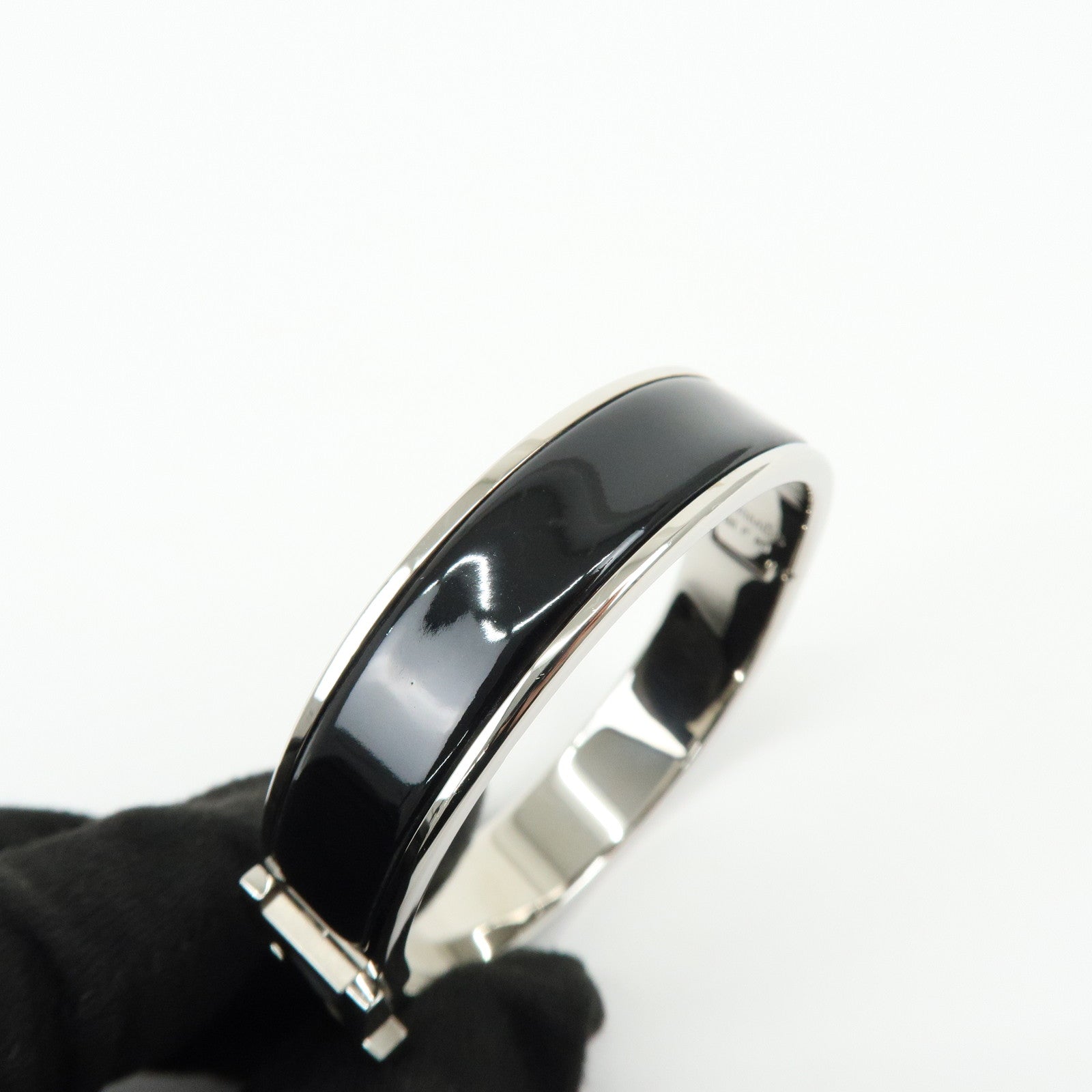 HERMES Clic Clac PM H Logo Metal Bracelet Bangle ▢C Stamped Black
