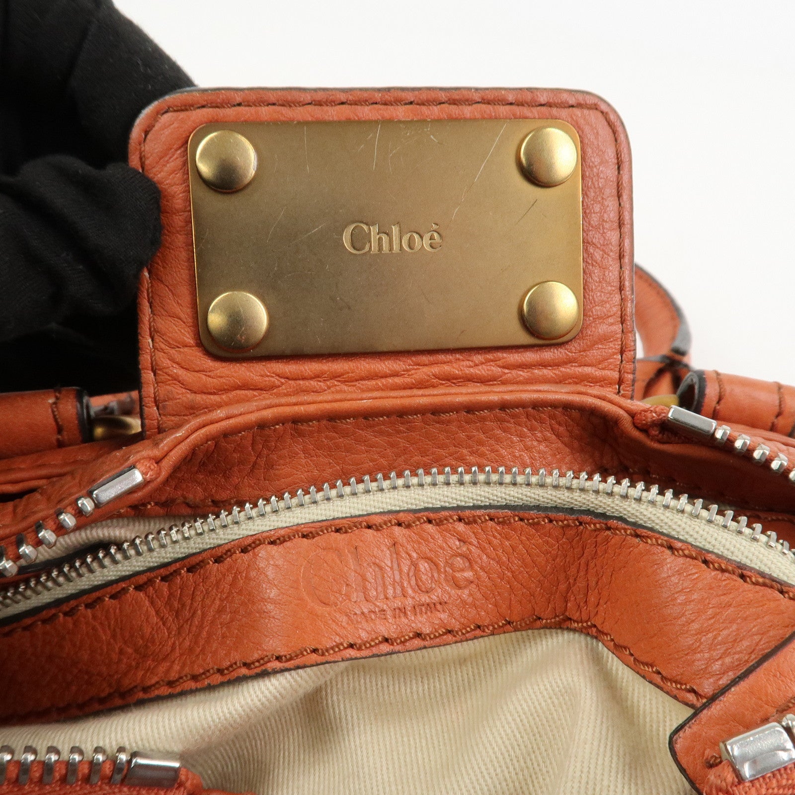 Chloe Paddington Leather Hand Bag Shoulder Bag Orange