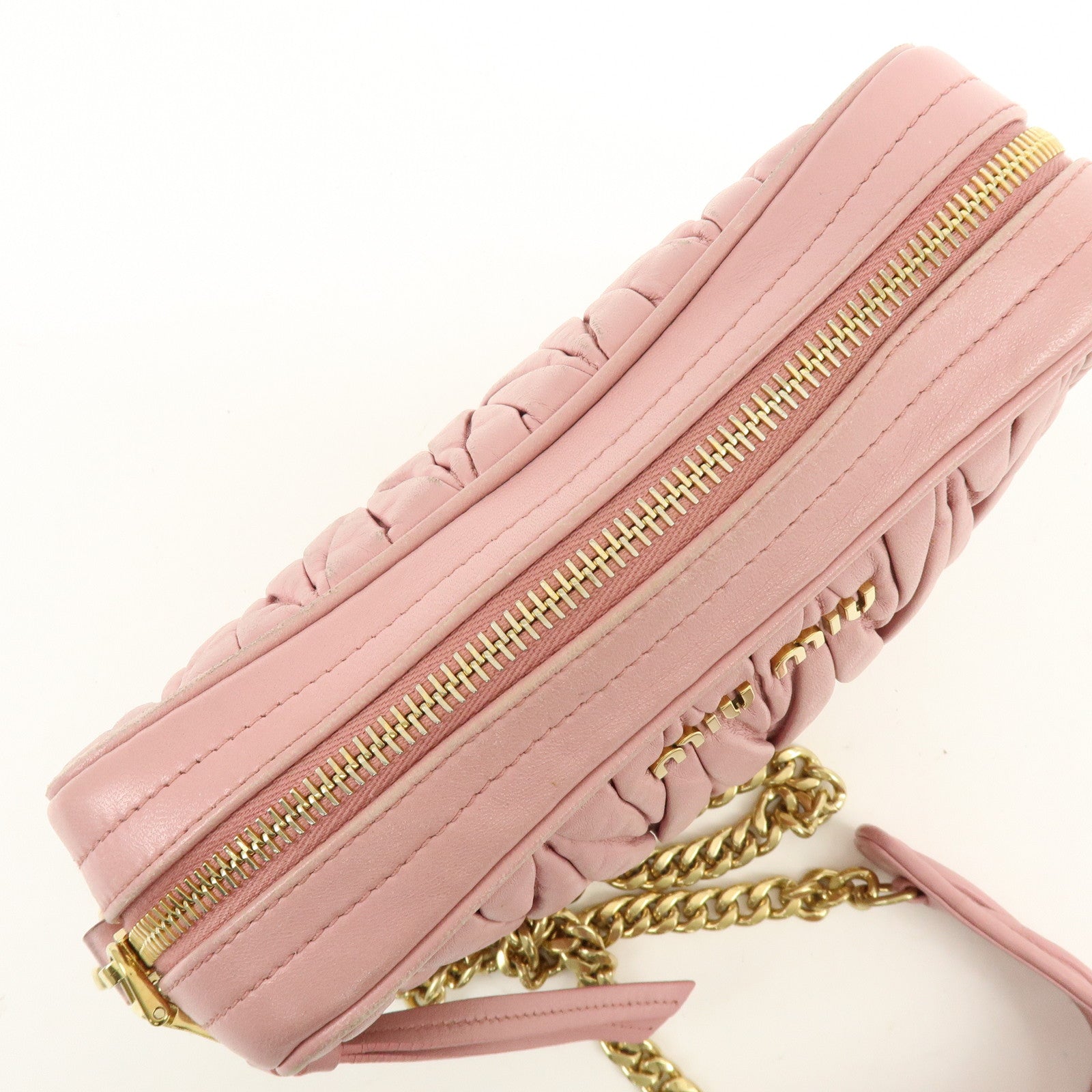 MIU MIU Matelasse Leather Chain Shoulder Bag Pink