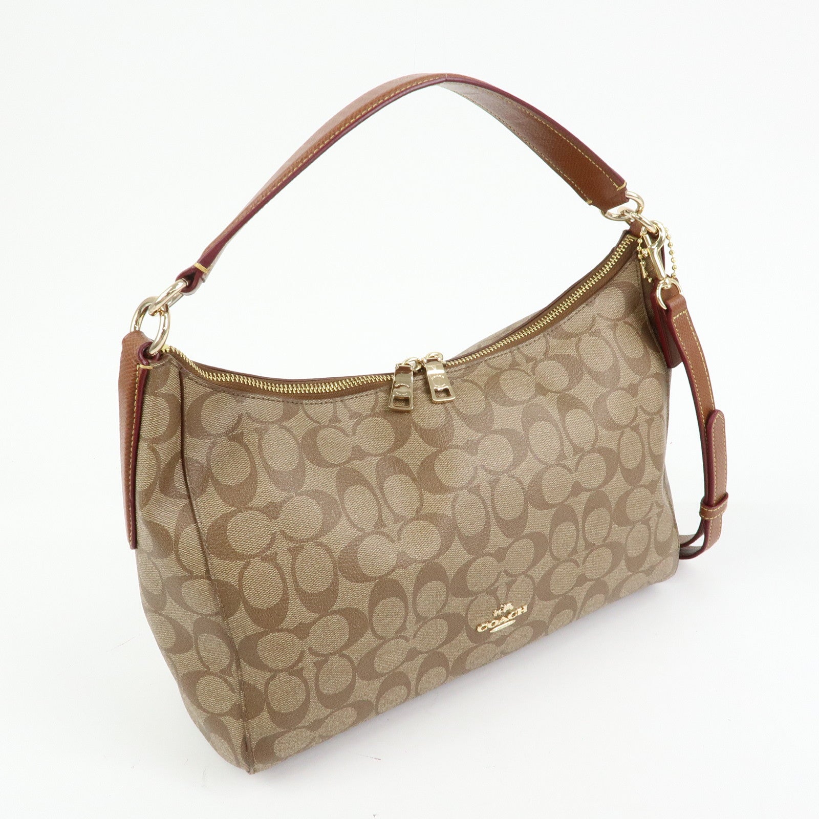 COACH Signature PVC Leather 2Way Shoulder Bag Hand Bag Brown