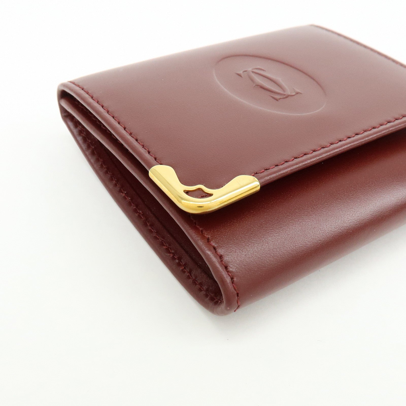 Cartier Must de Cartier Calf Skin Leather Coin Case Bordeaux