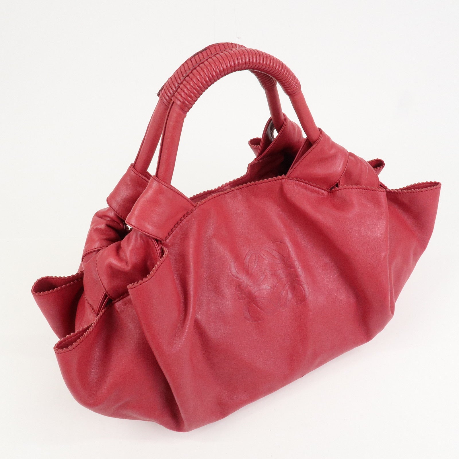 LOEWE Anagram Nappa Leather Nappa Aire Hand Bag Shoulder Bag Red