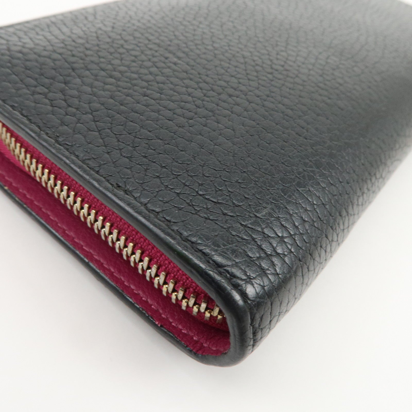 Christian Dior Diorissimo Round Zippy Long Wallet Black Pink