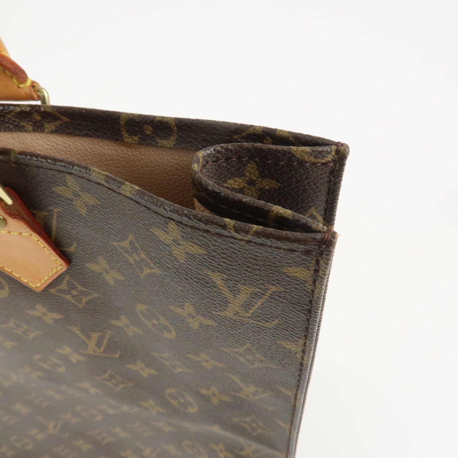 Louis Vuitton Monogram Sac Plat Tote Bag Hand Bag Brown M51140